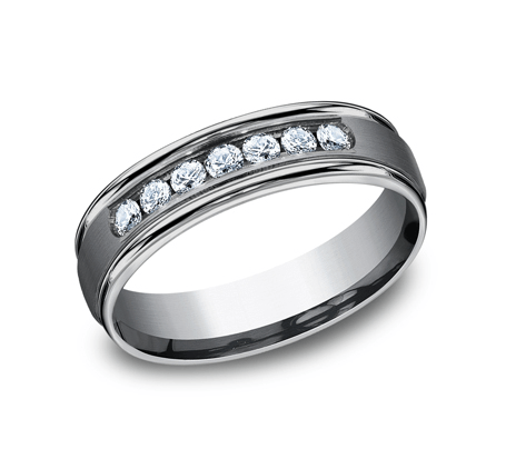 The Adams 6.00 mm Grey Tantalum & Lab Grown Diamond Wedding Ring (2/5 TCW)