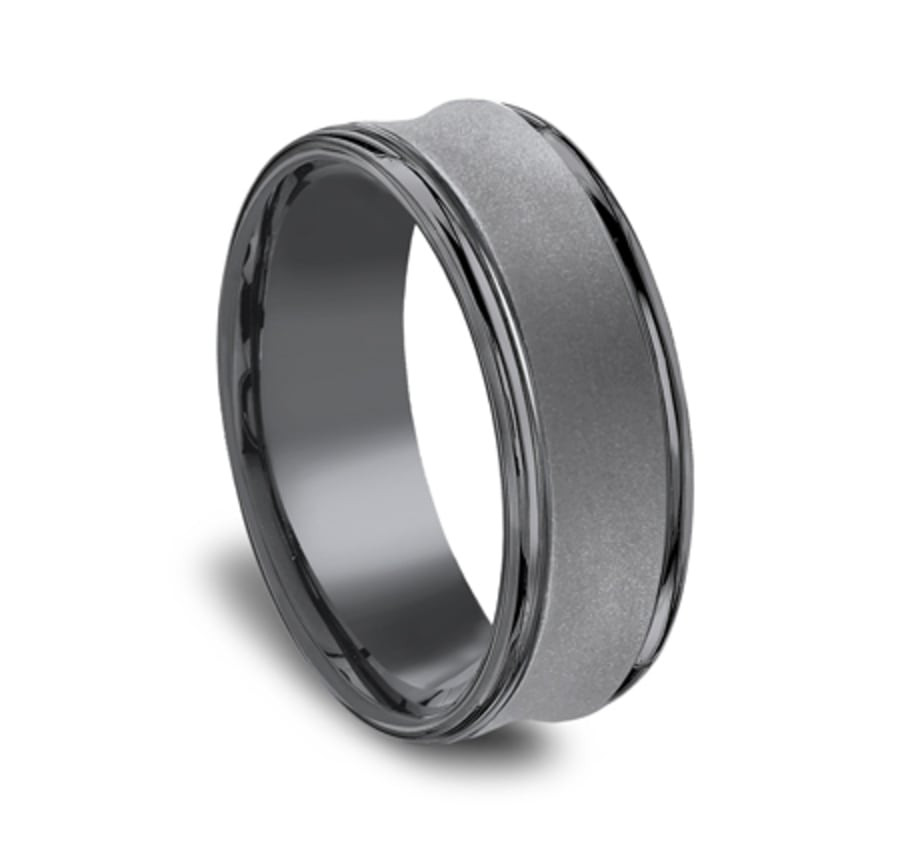 The Desoto 7.50 mm Dark Tantalum Powder Coated Finish Wedding Ring