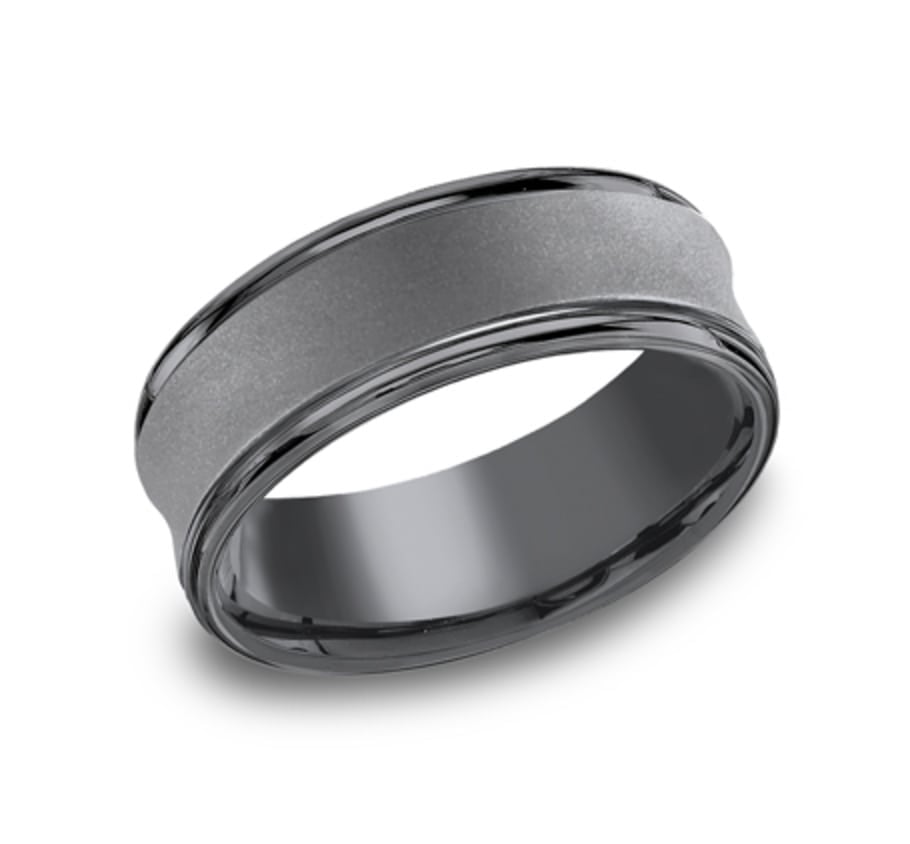 The Desoto 7.50 mm Dark Tantalum Powder Coated Finish Wedding Ring