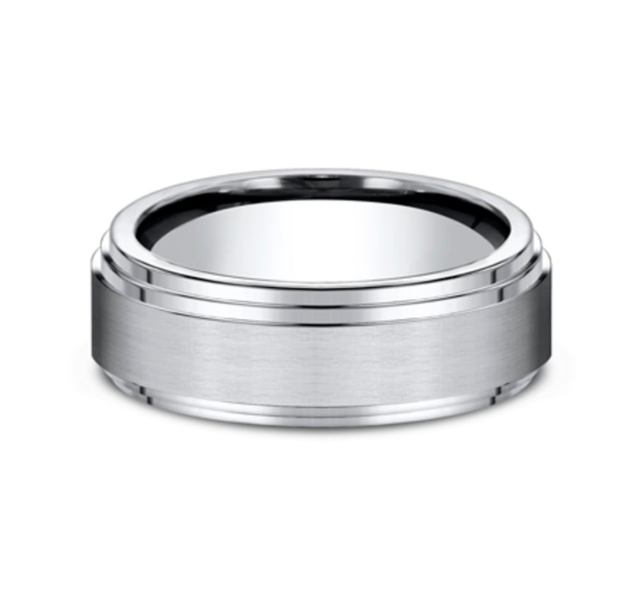 The Cadet 8.00 mm White Cobalt Double Bevel Edge Wedding Ring