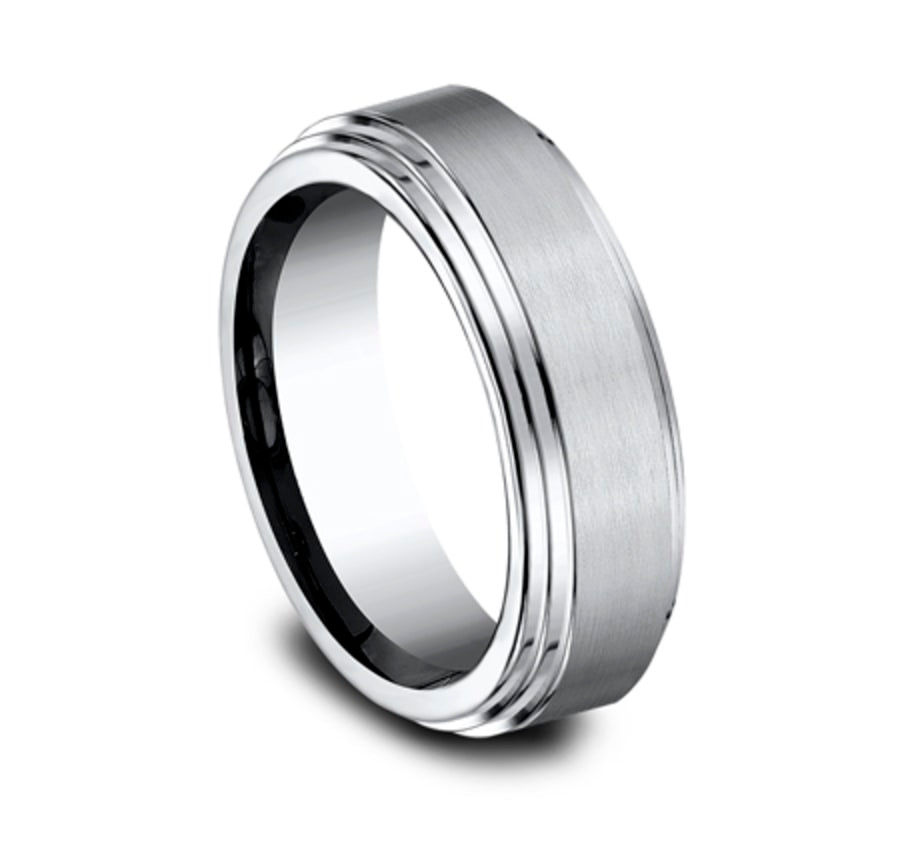 The Cadet 8.00 mm White Cobalt Double Bevel Edge Wedding Ring