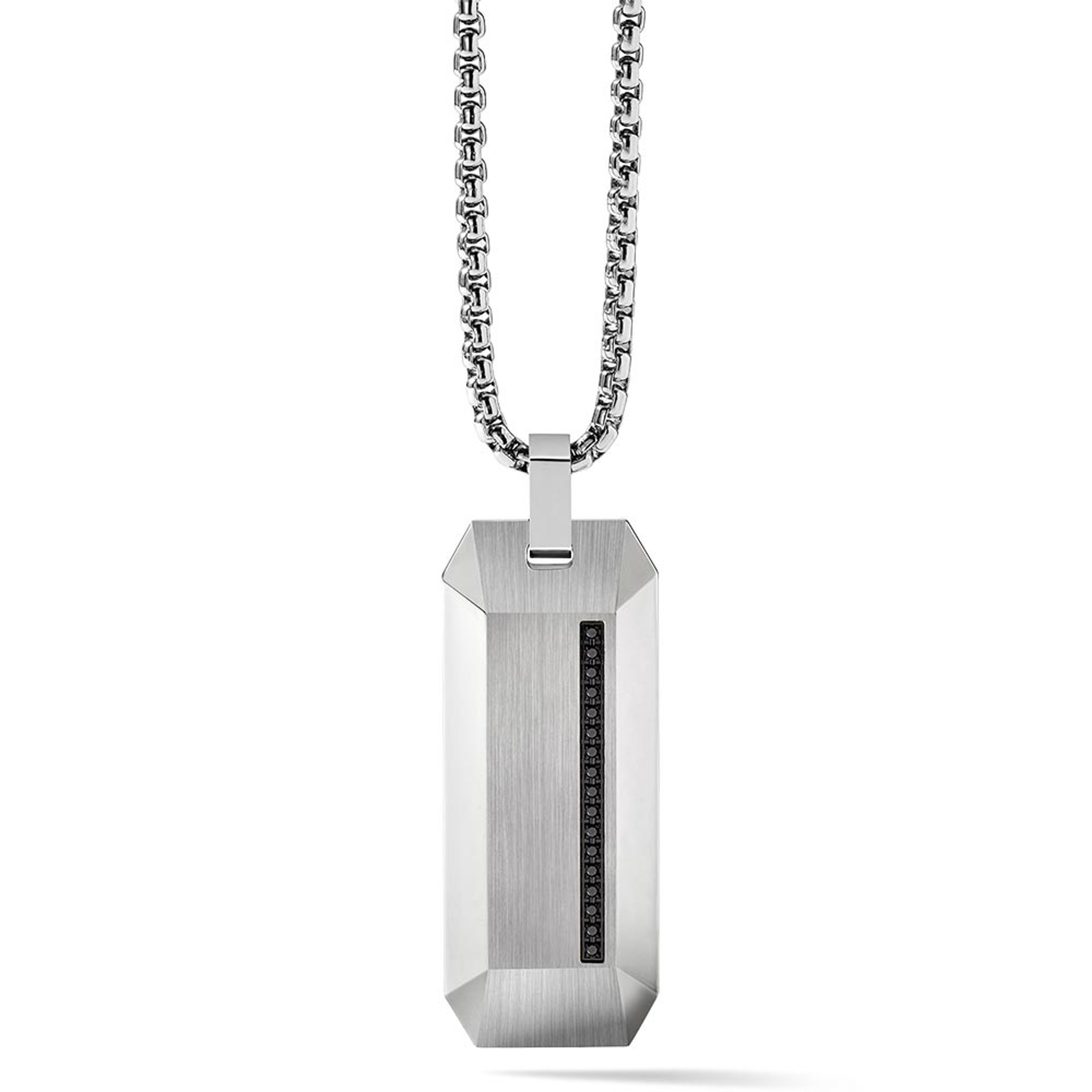 Bulova Silver Black Diamond Precisionist Necklace (1/10 TCW)