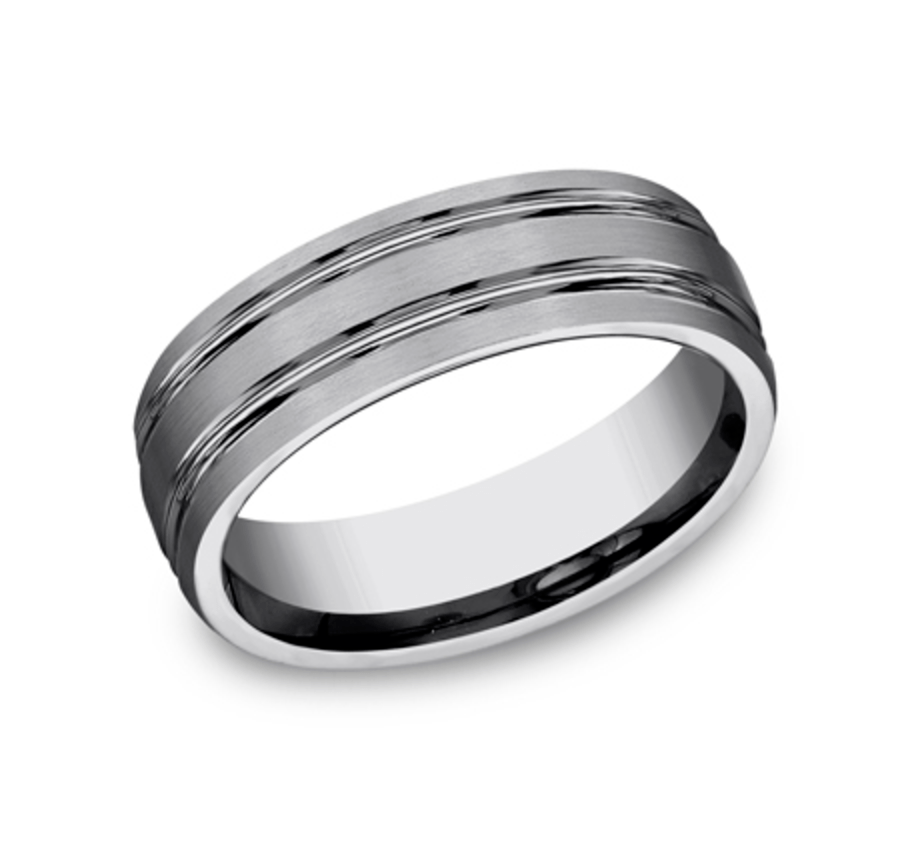 7.00 mm Tungsten Double Groove Wedding Ring