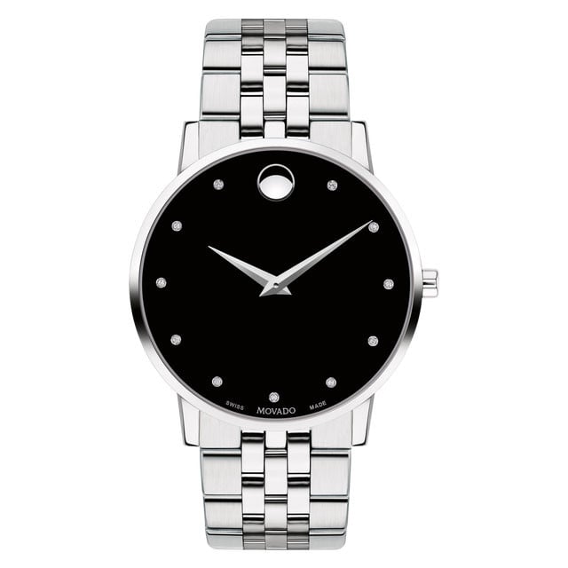 Movado 40MM Museum Classic Diamond Black Men's Watch