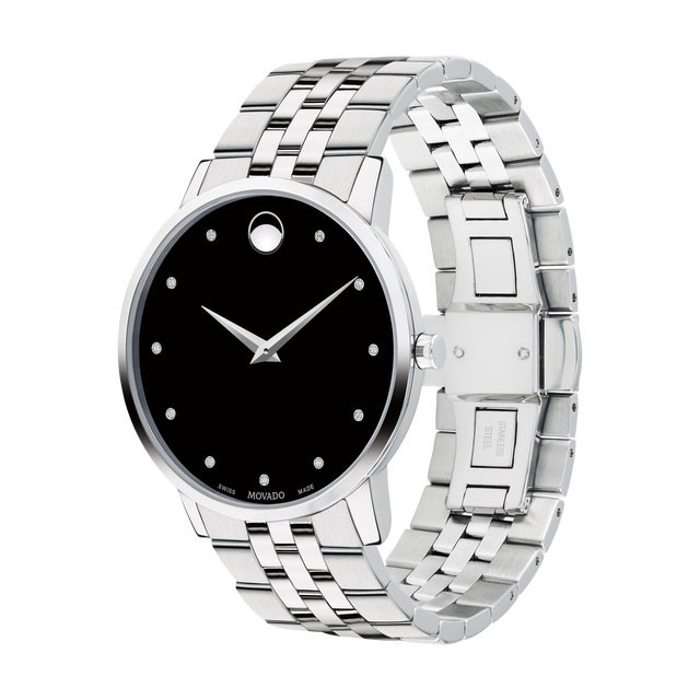 Movado 40MM Museum Classic Diamond Black Men's Watch