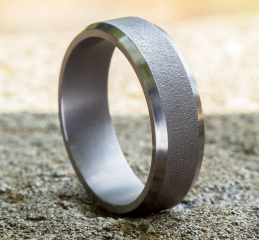 The Major 7.00 mm Dark Tantalum Wire Brush Wedding Ring