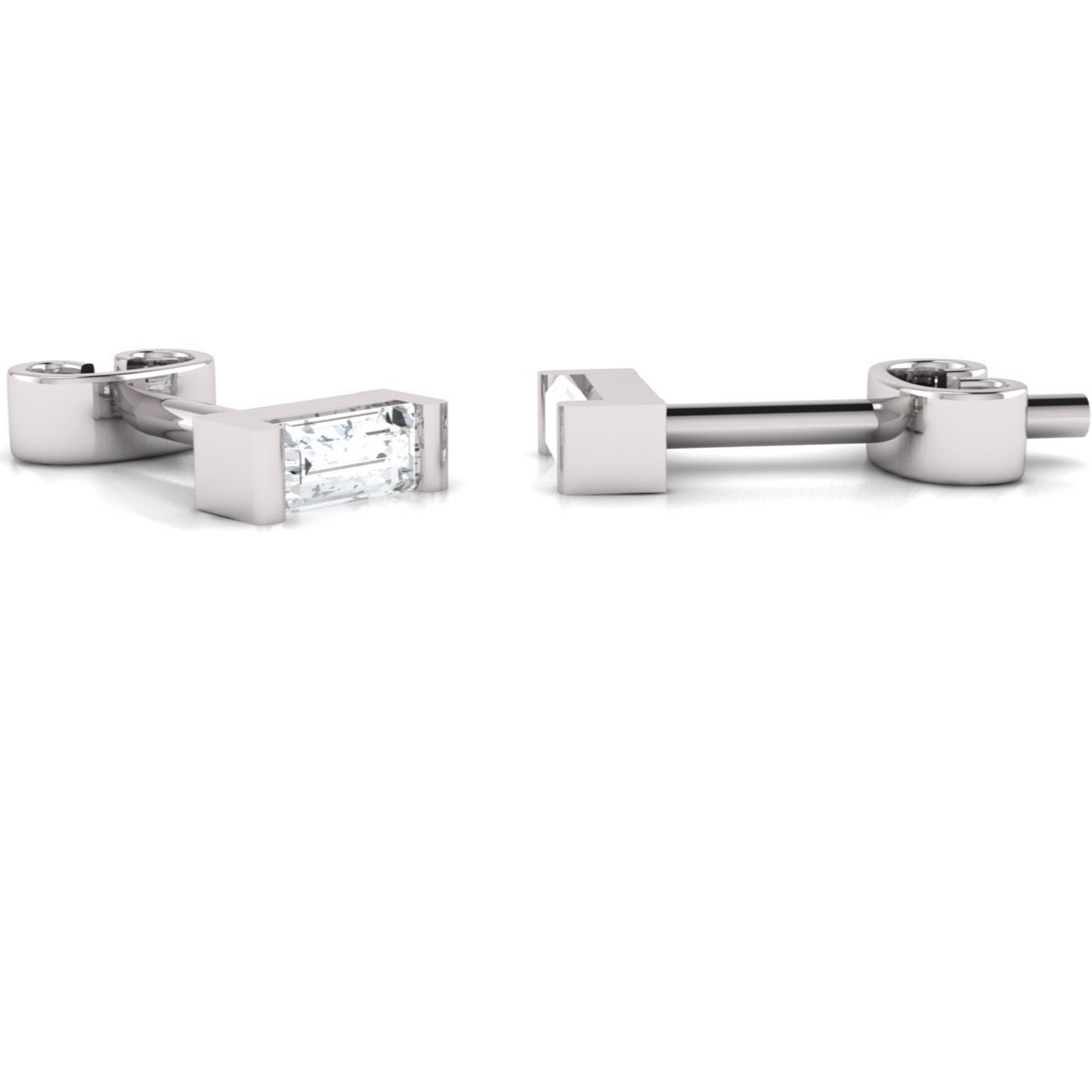 14K gold lab grown diamond baguette stud earrings