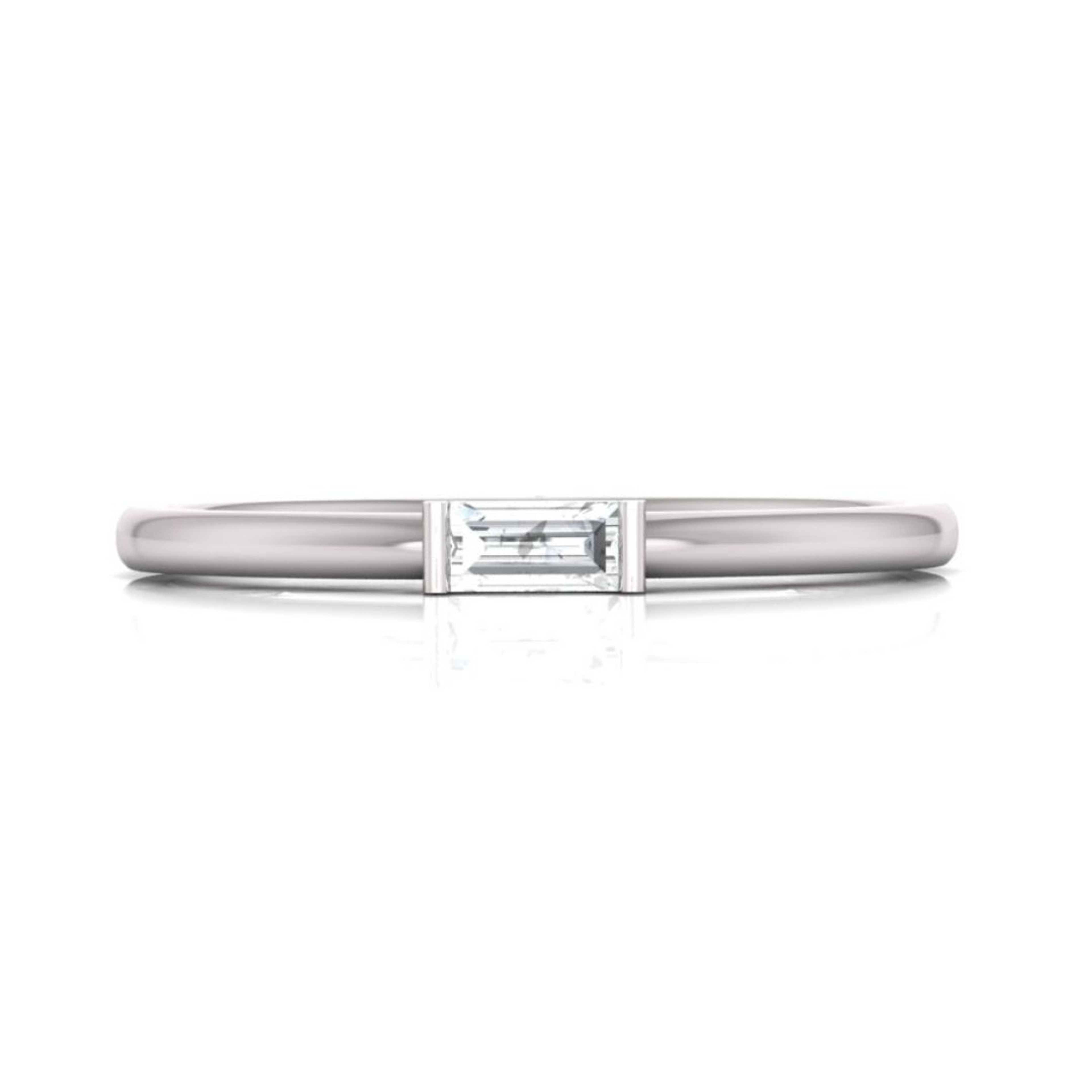 14K gold solitaire baguette lab grown diamond ring