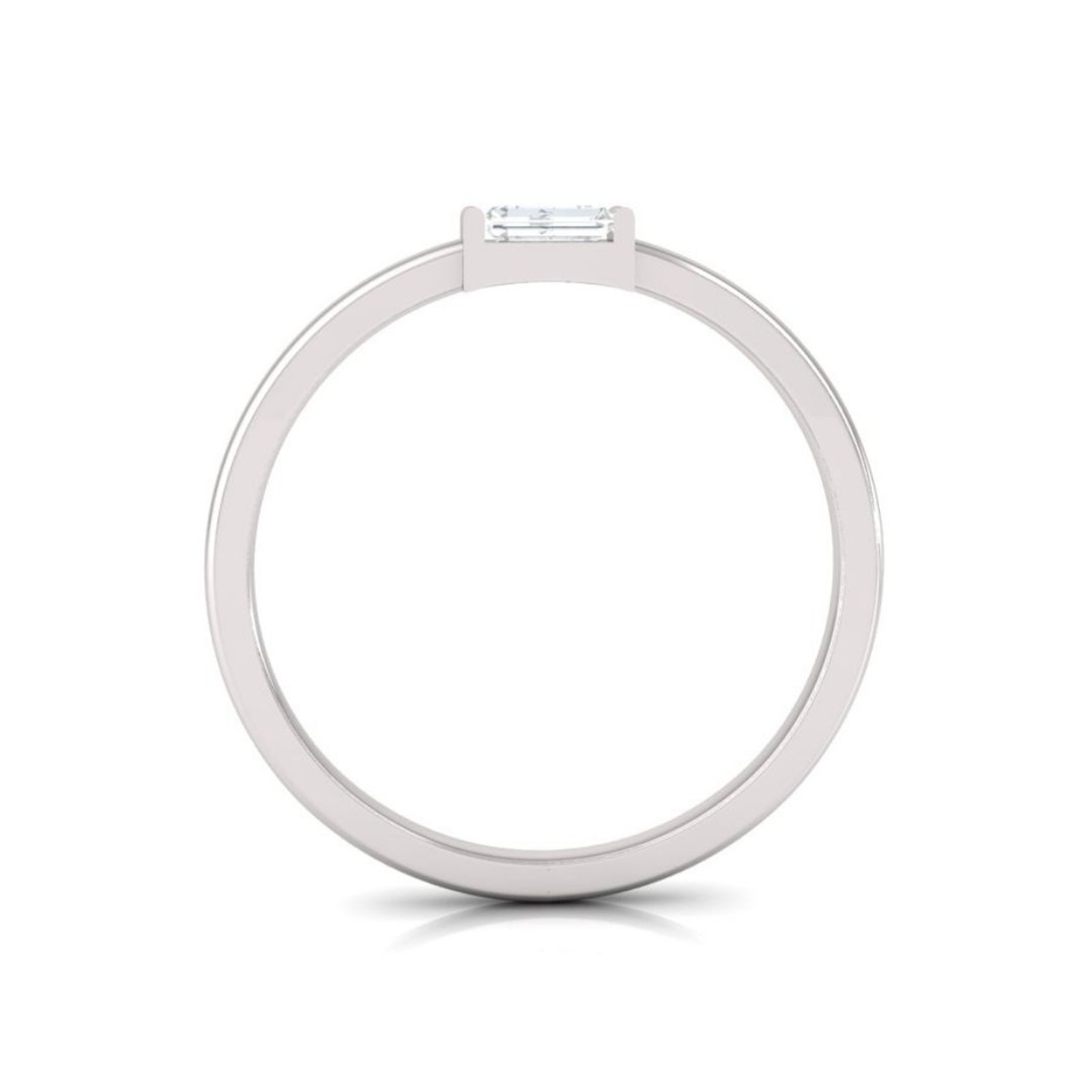 14K gold solitaire baguette lab grown diamond ring