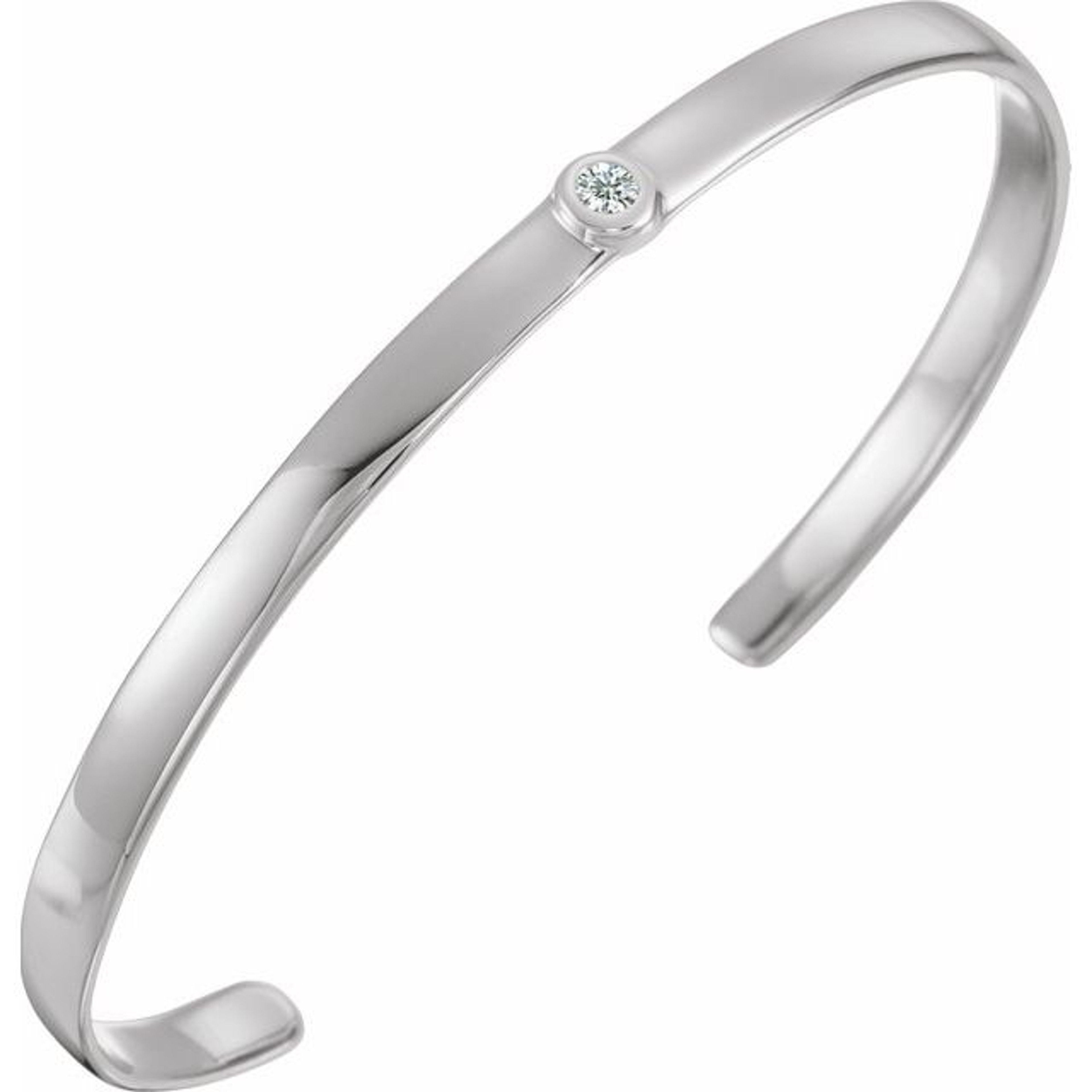 14K gold cuff bracelet with bezel set diamond