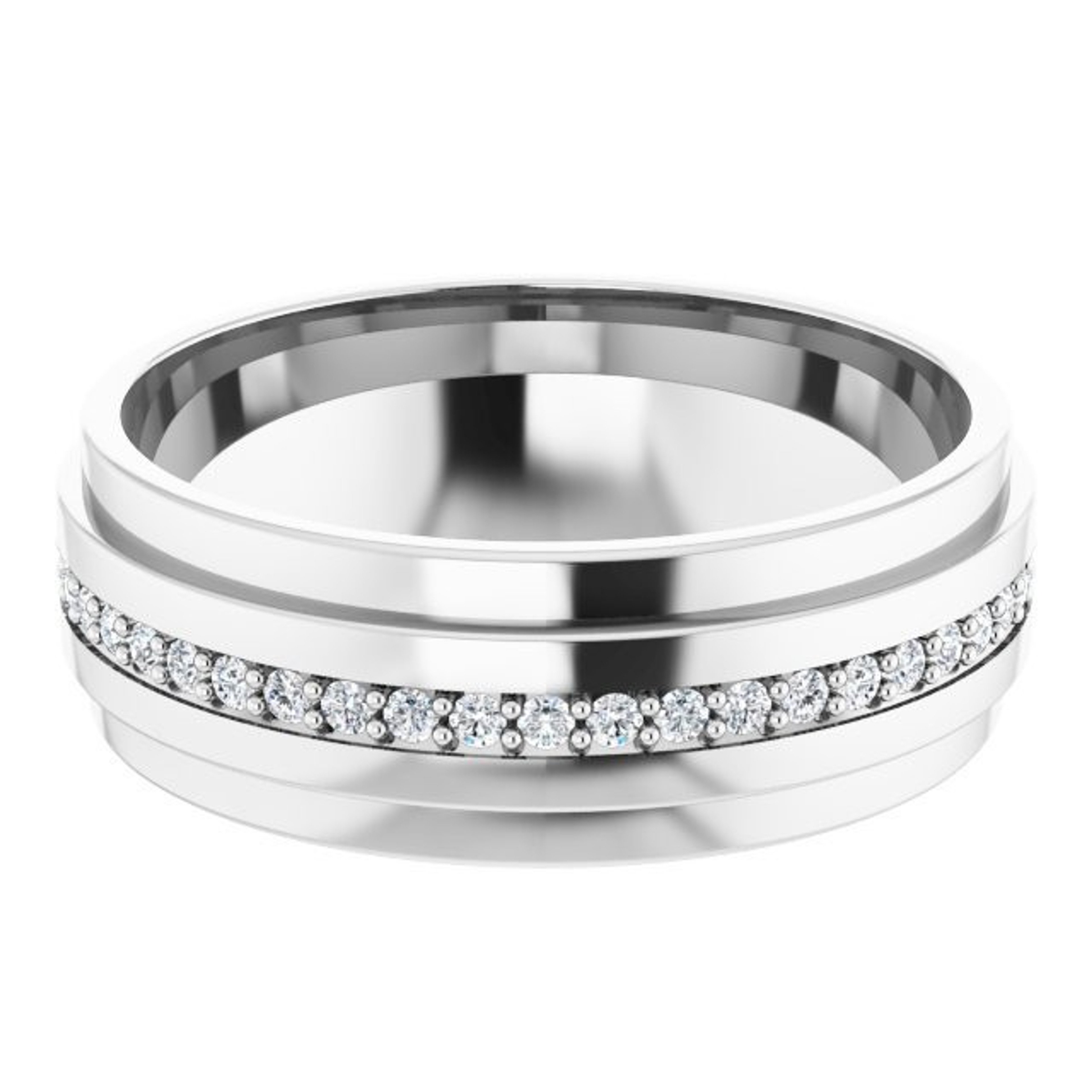 14K gold diamond eternity ring with polished finish