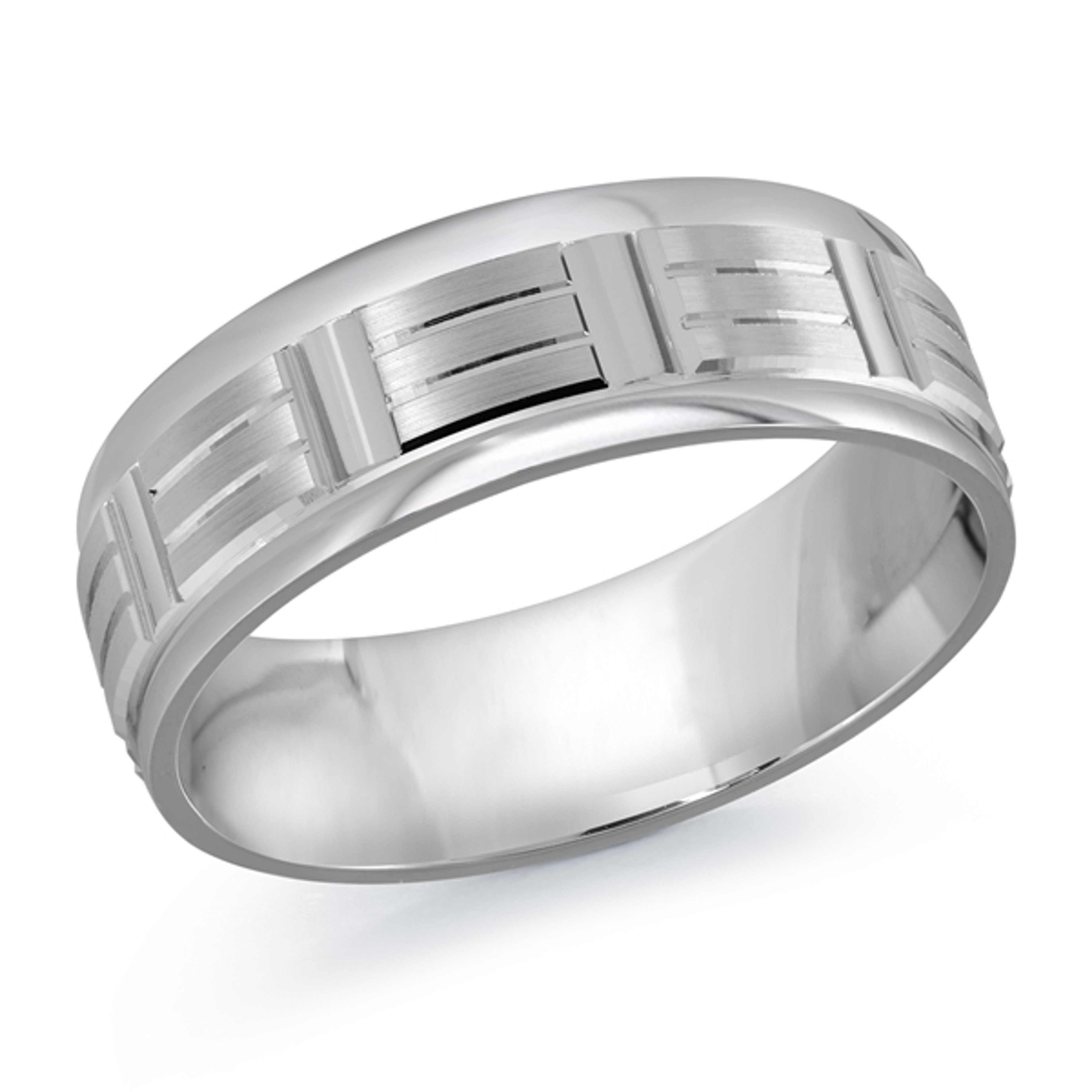 14K Gold Etched Rounded Edge Wedding Ring