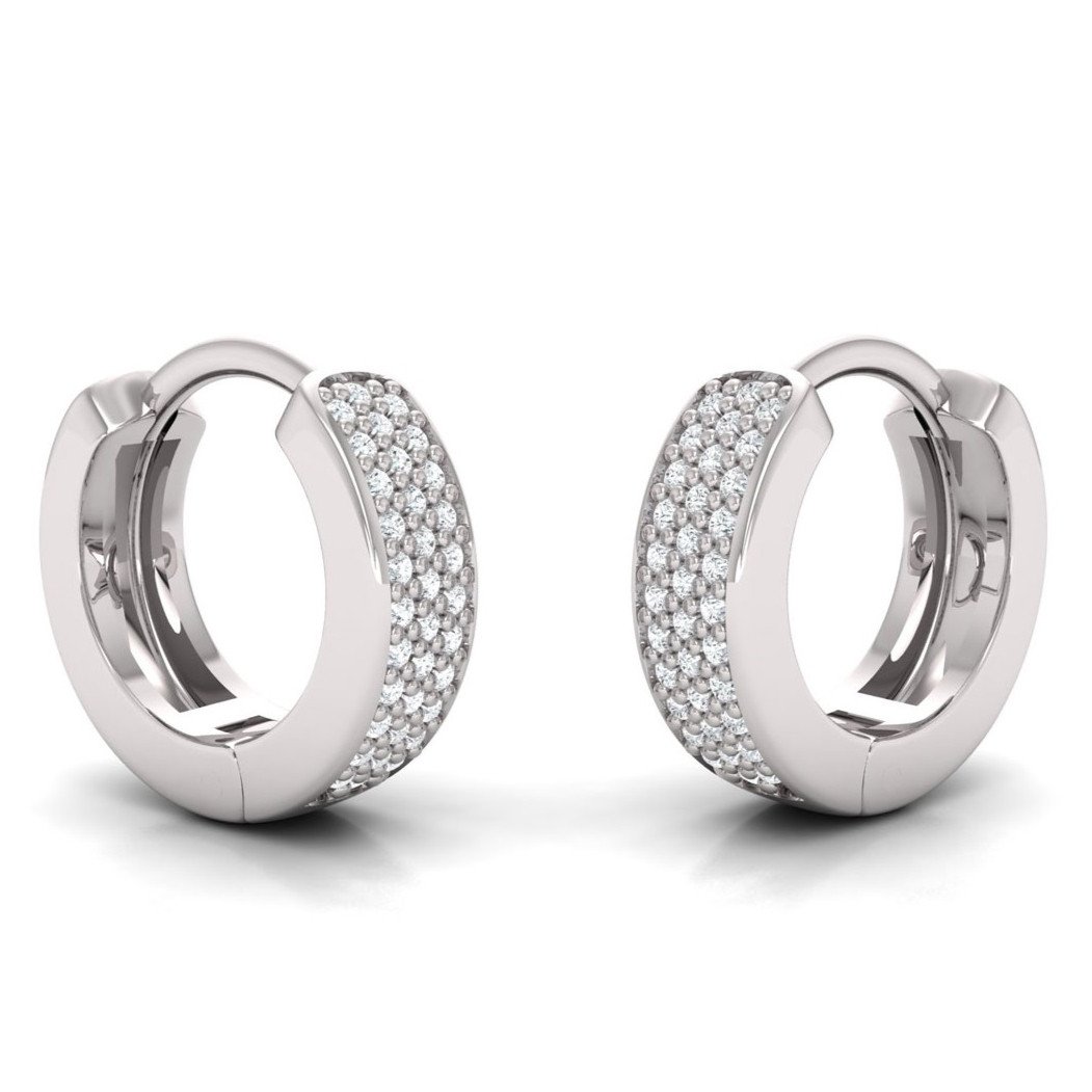 14K gold micro-pave lab grown diamond huggie earrings