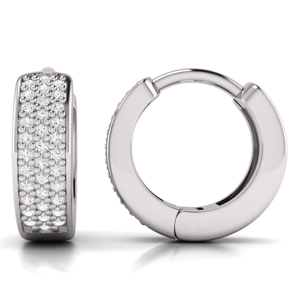 14K gold micro-pave lab grown diamond huggie earrings