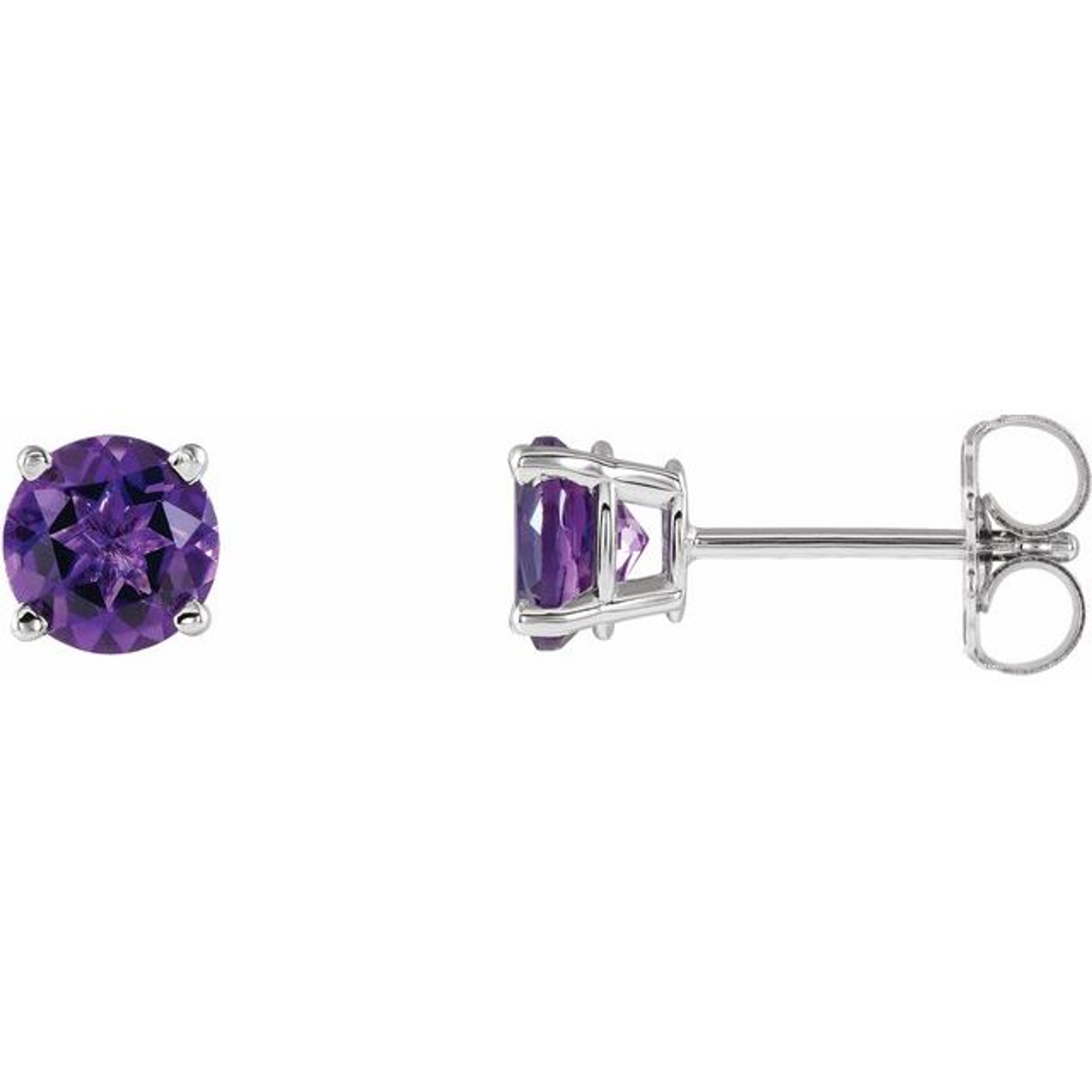 14K gold basket stud earrings with round amethyst