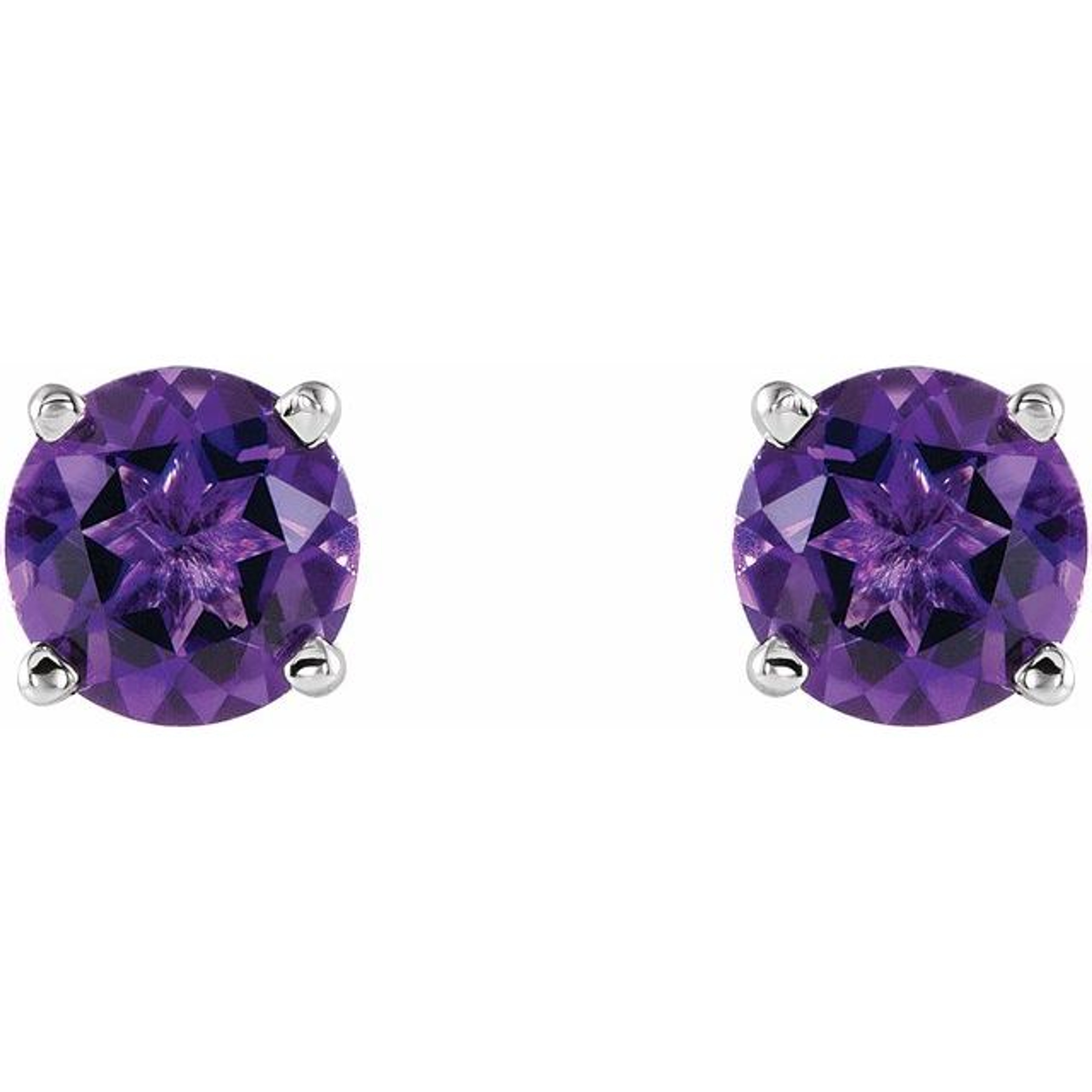14K gold basket stud earrings with round amethyst