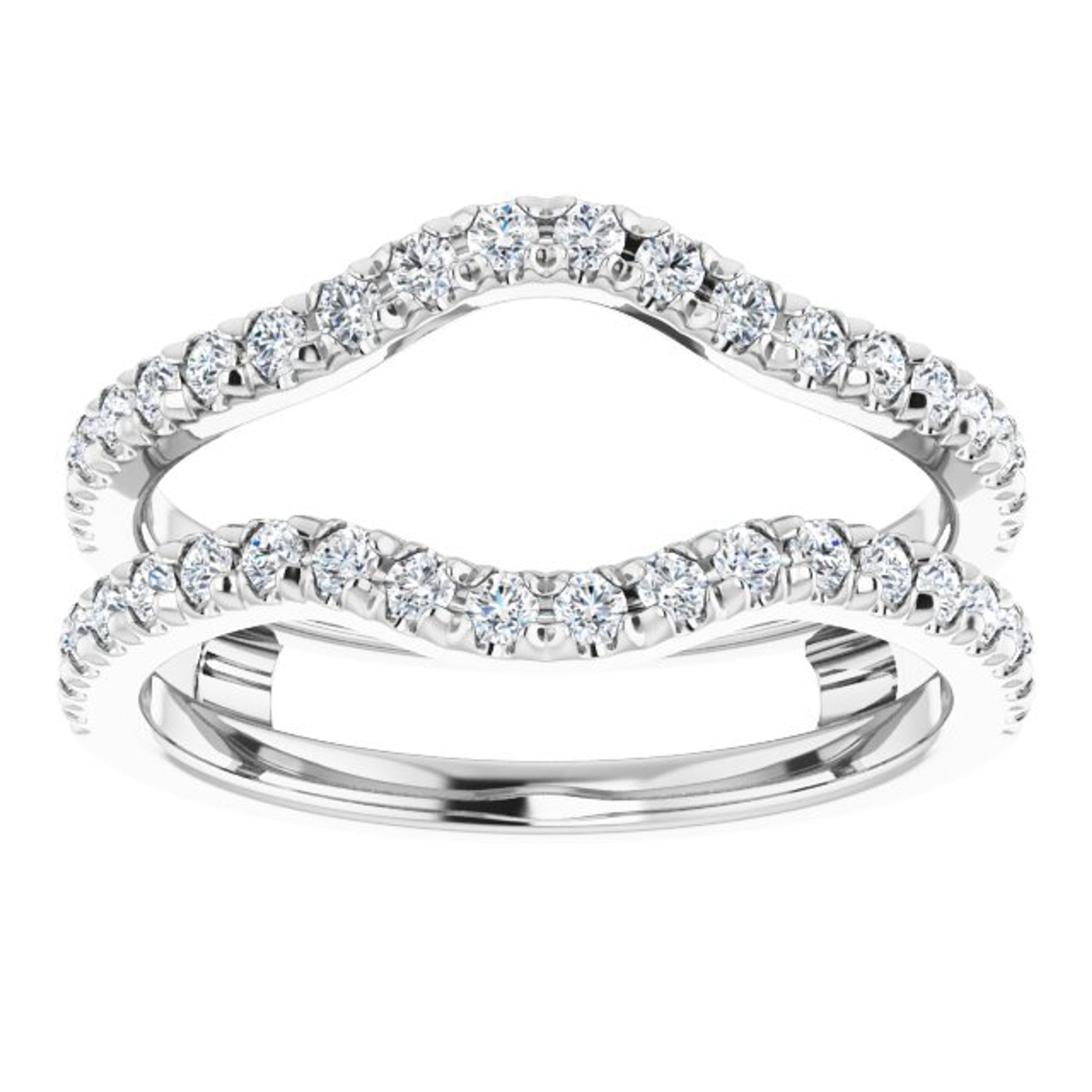 14K gold pave diamond curved ring enhancer