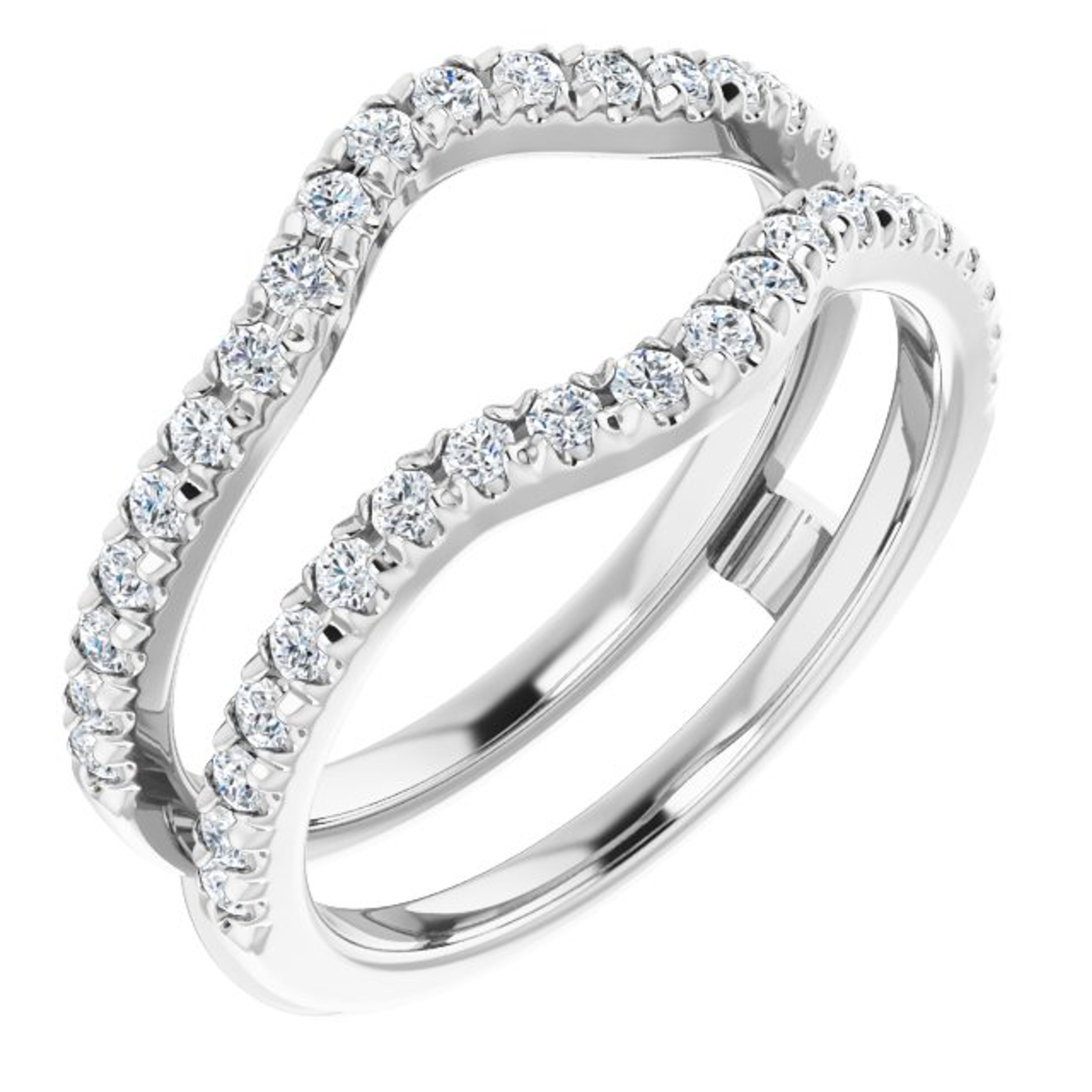 14K gold pave diamond curved ring enhancer