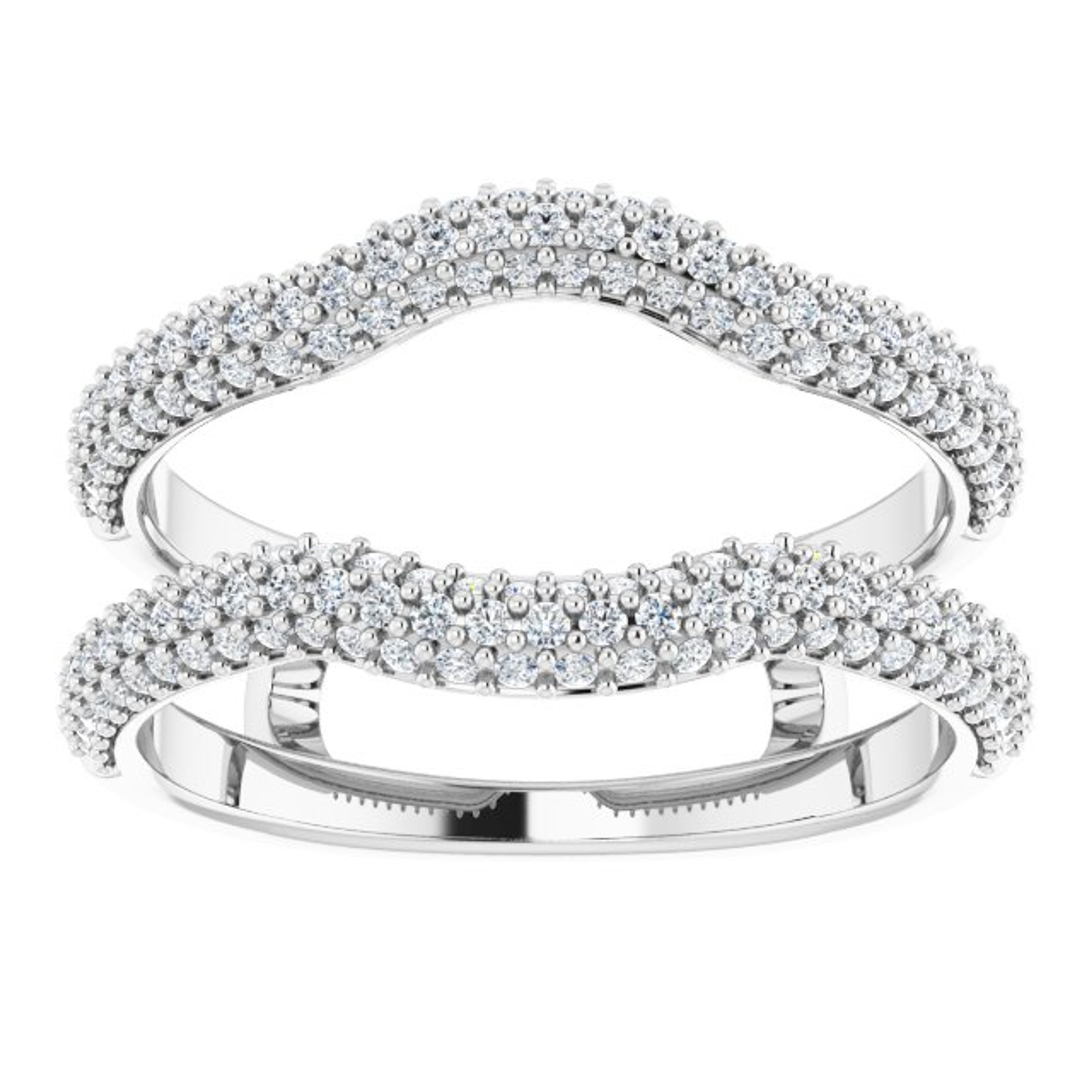 14K gold curved micro-pave diamond ring enhancer