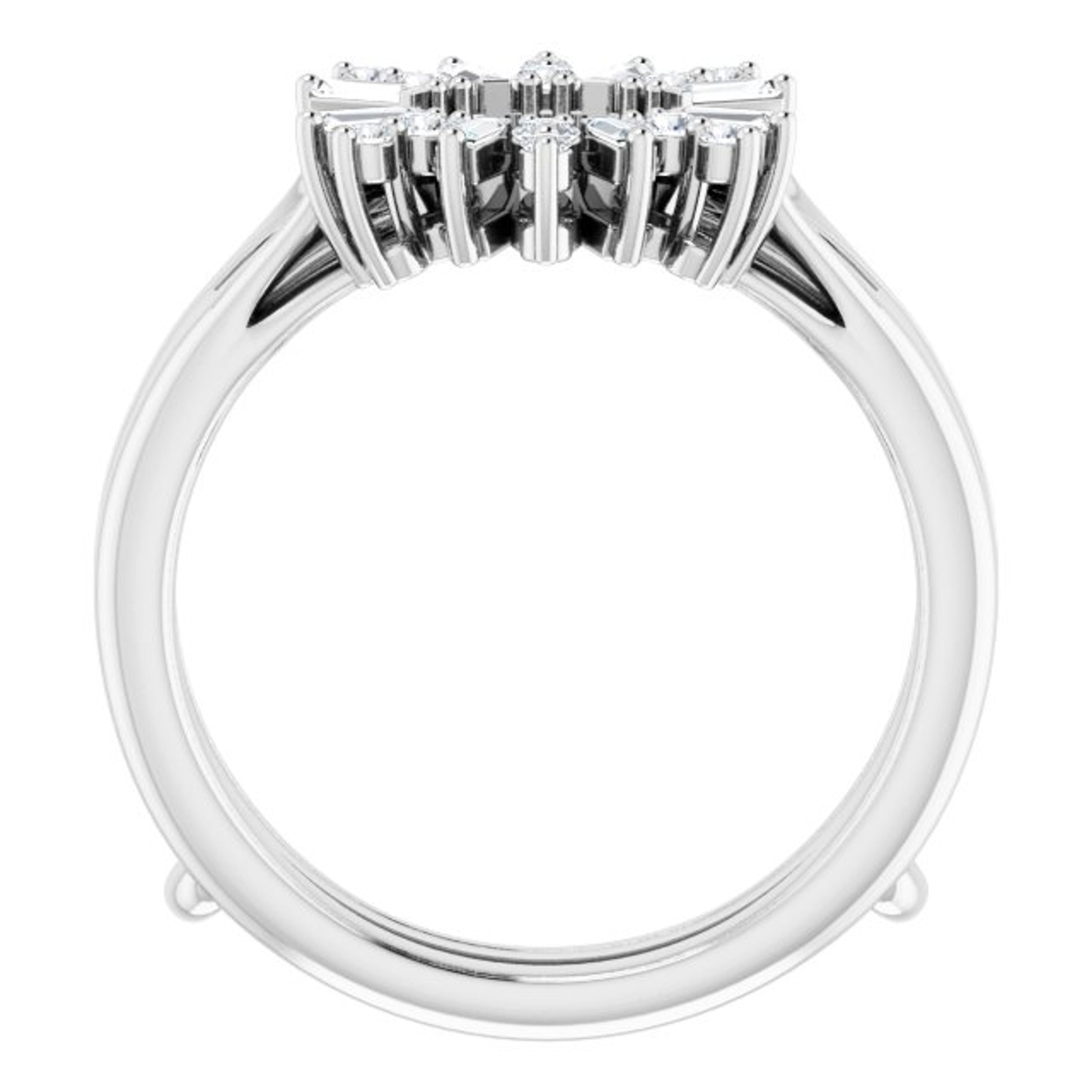 14K gold round and baguette shaped diamond art-deco inspired ring guard