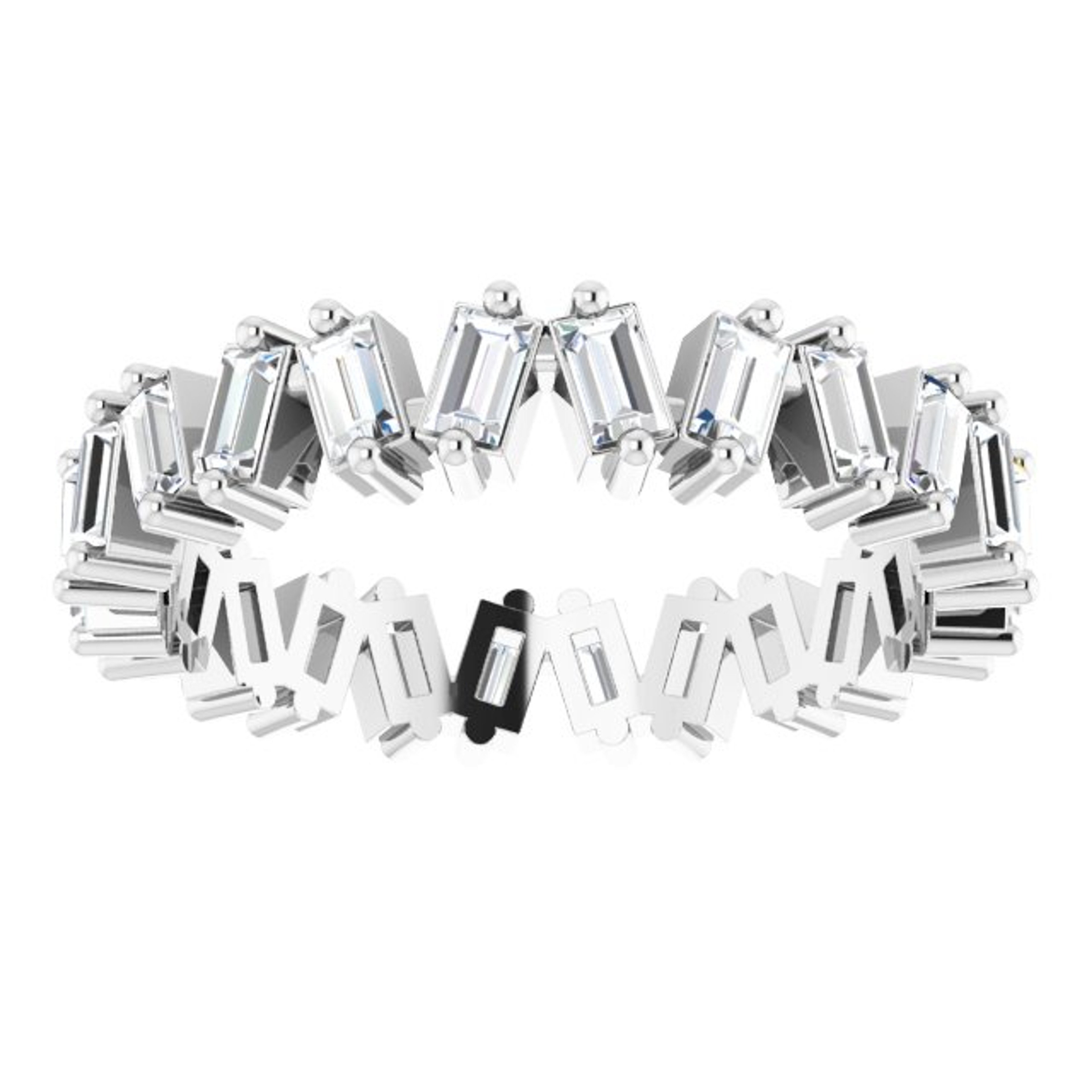 14K gold staggered baguette diamond eternity ring