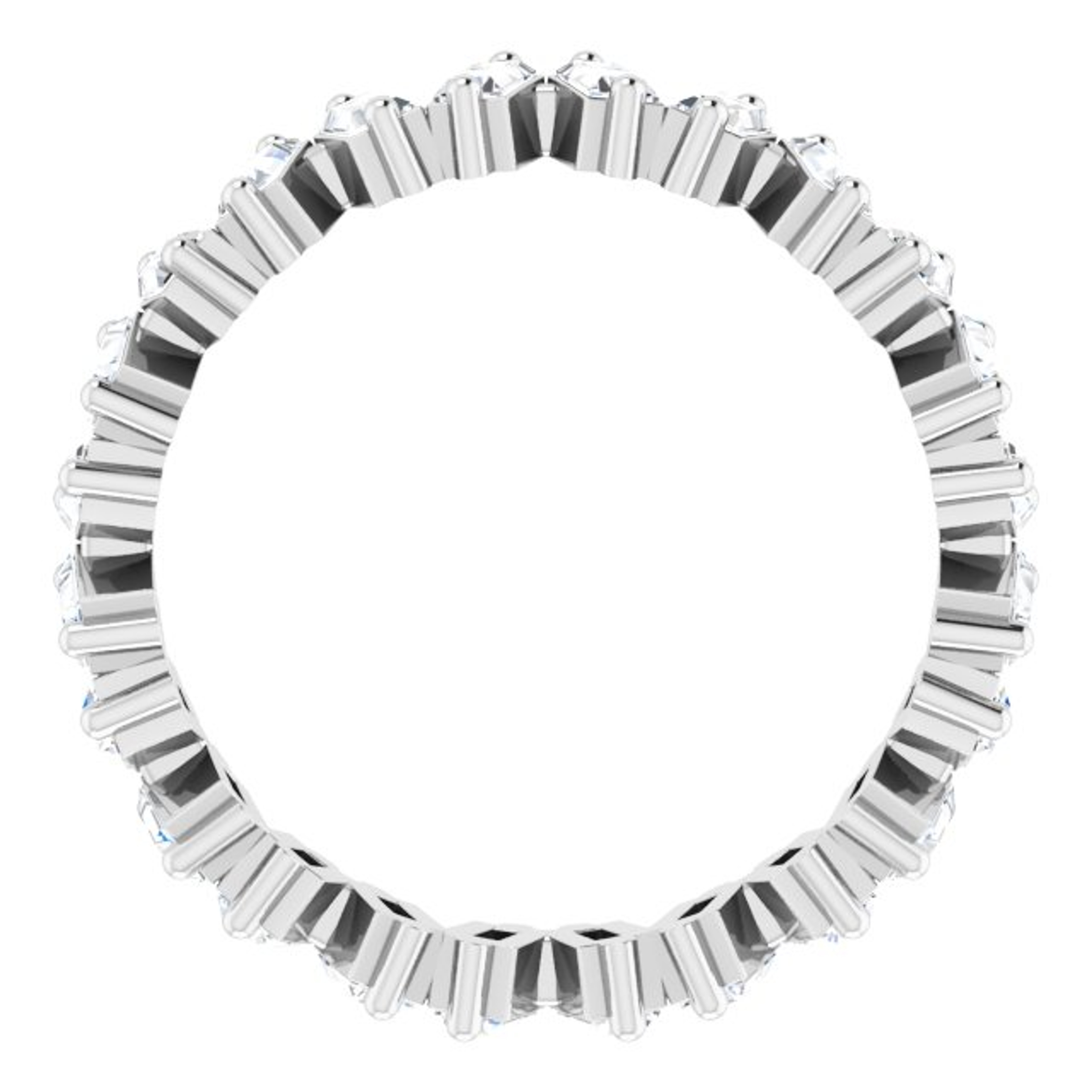 14K gold staggered baguette diamond eternity ring