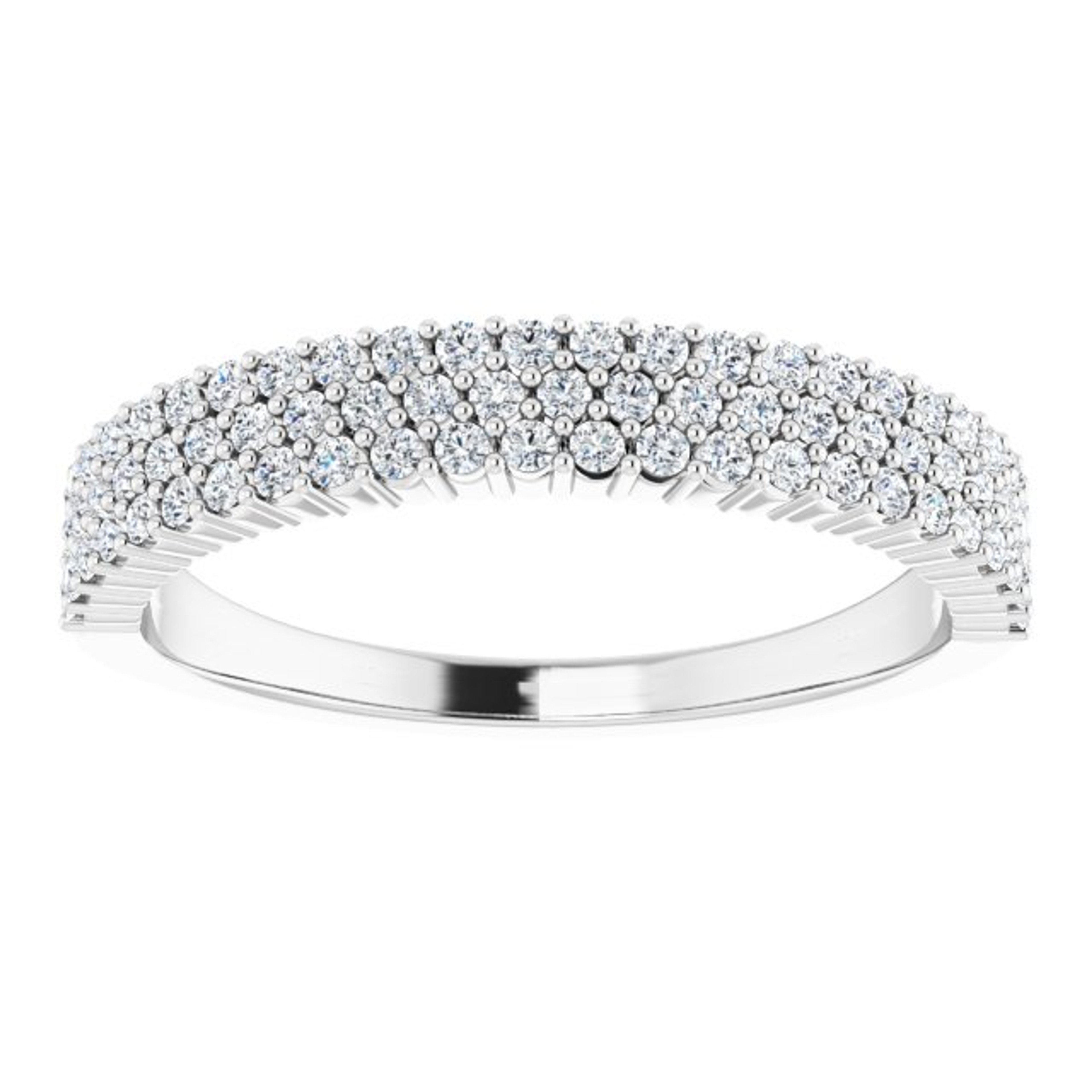 14K gold micro-pave diamond ring with 3 rows of diamonds