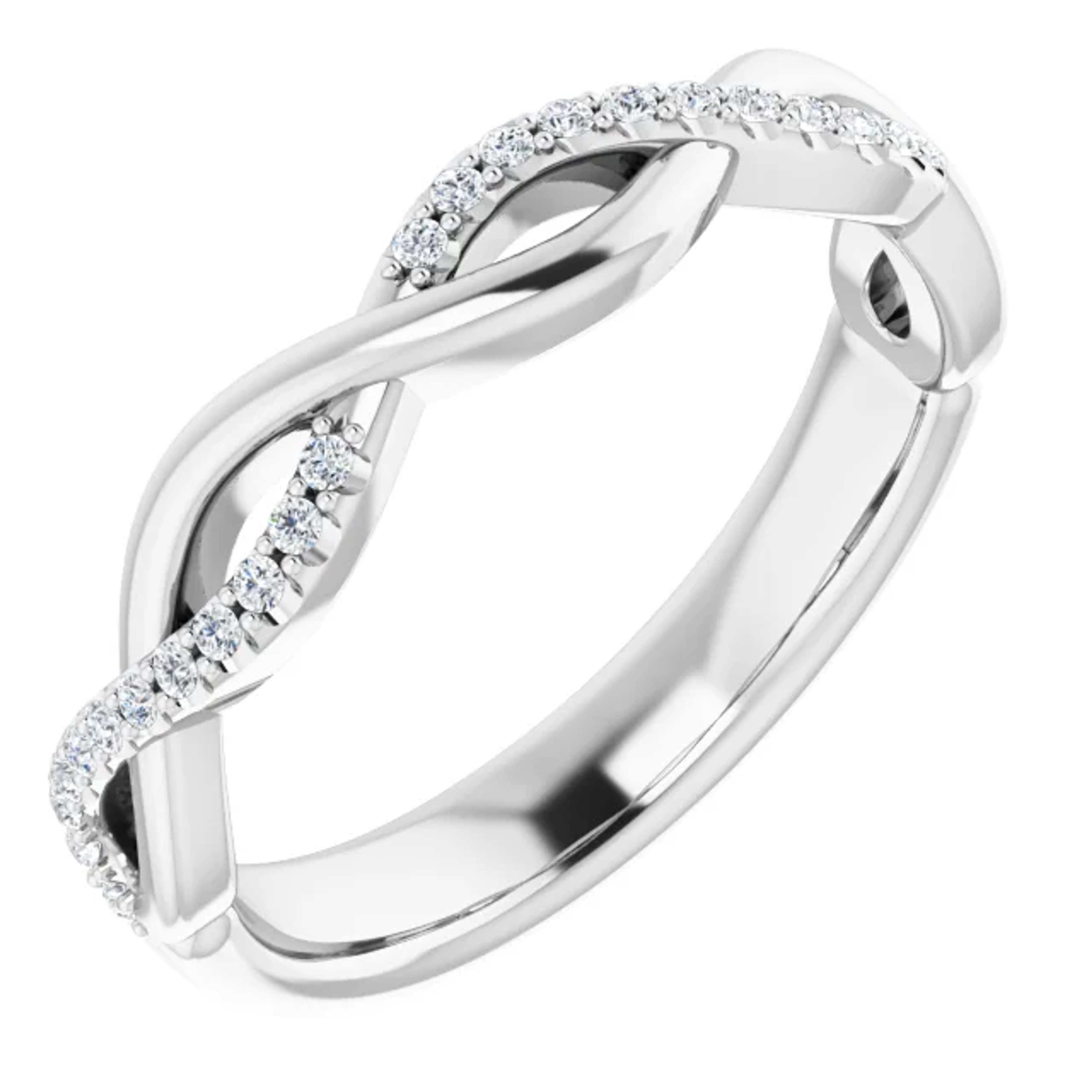 14K gold infinity-inspired pave diamond ring