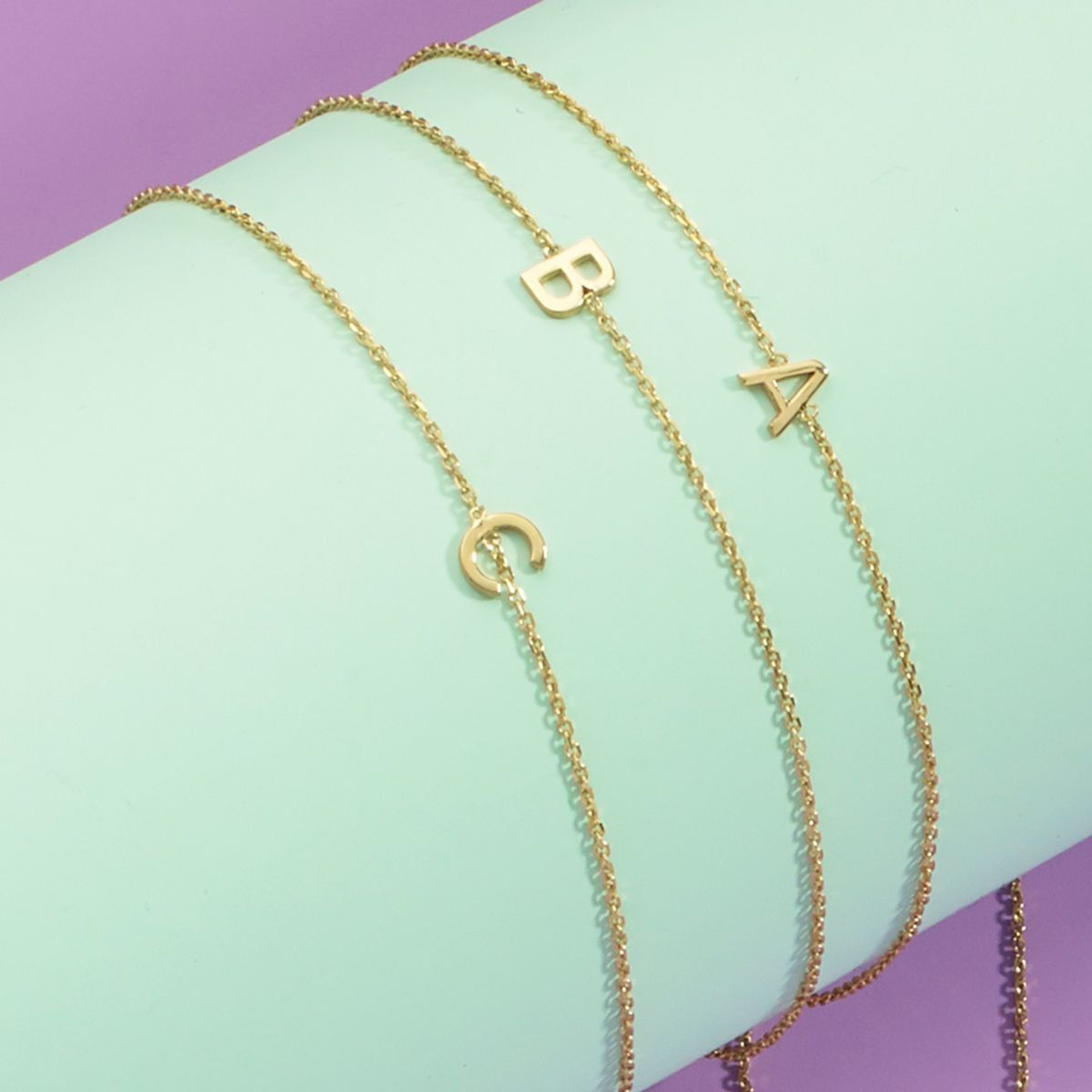 14K yellow gold initial bracelet