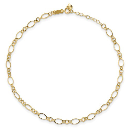 14K yellow gold fancy chain ankle bracelet