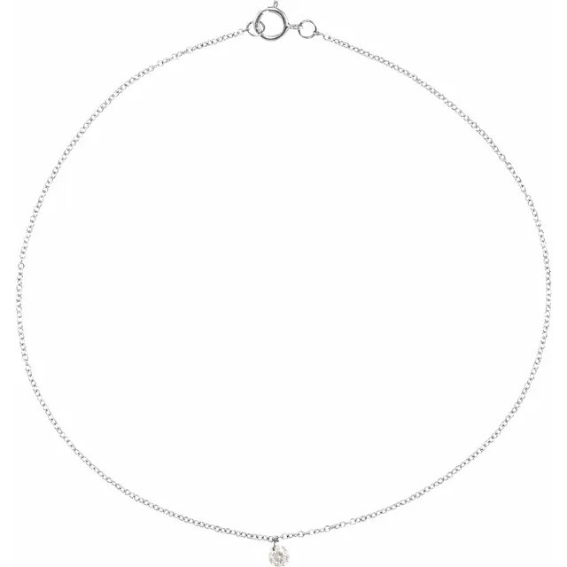 14K gold drilled diamond charm ankle bracelet