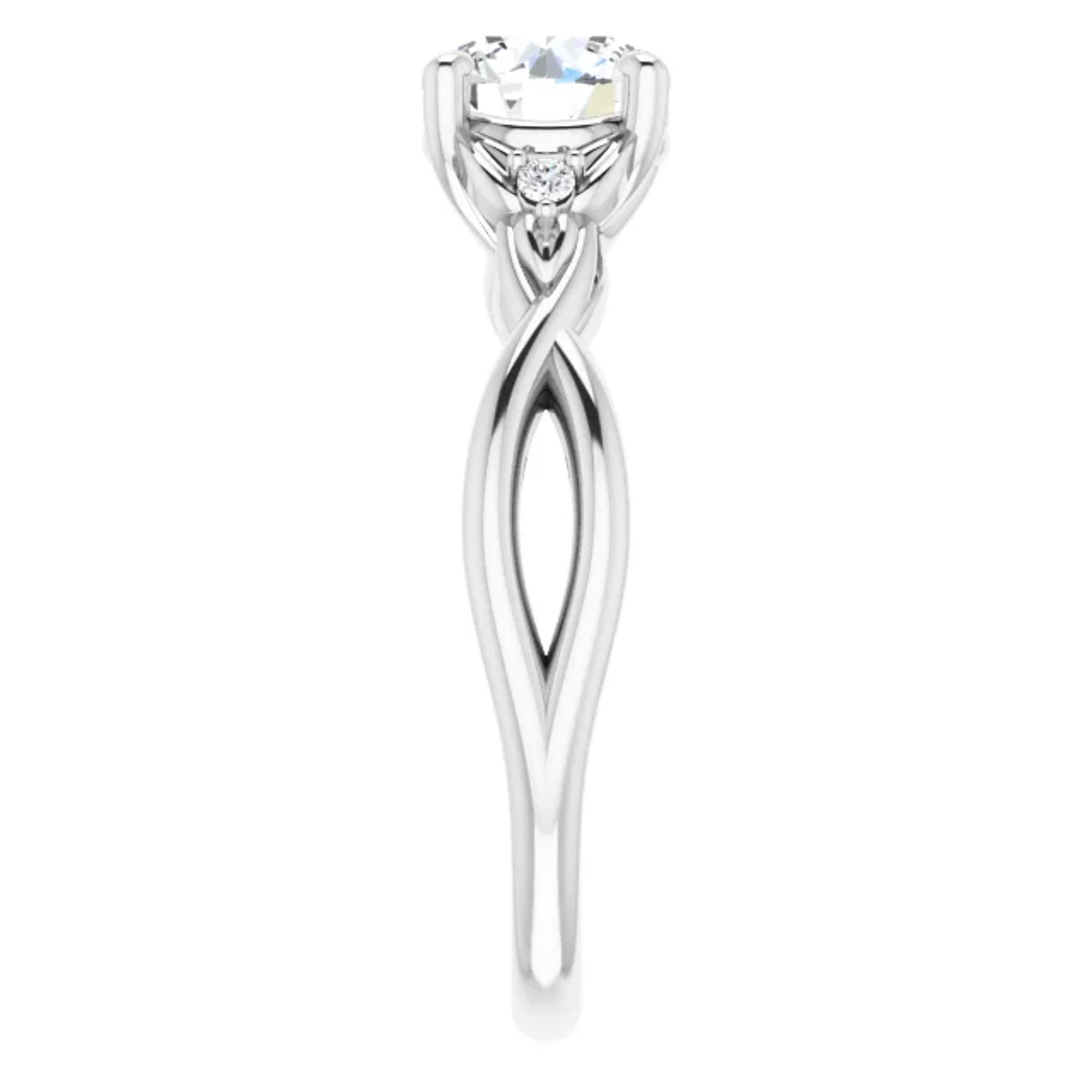 criss cross engagement ring with diamond accents
