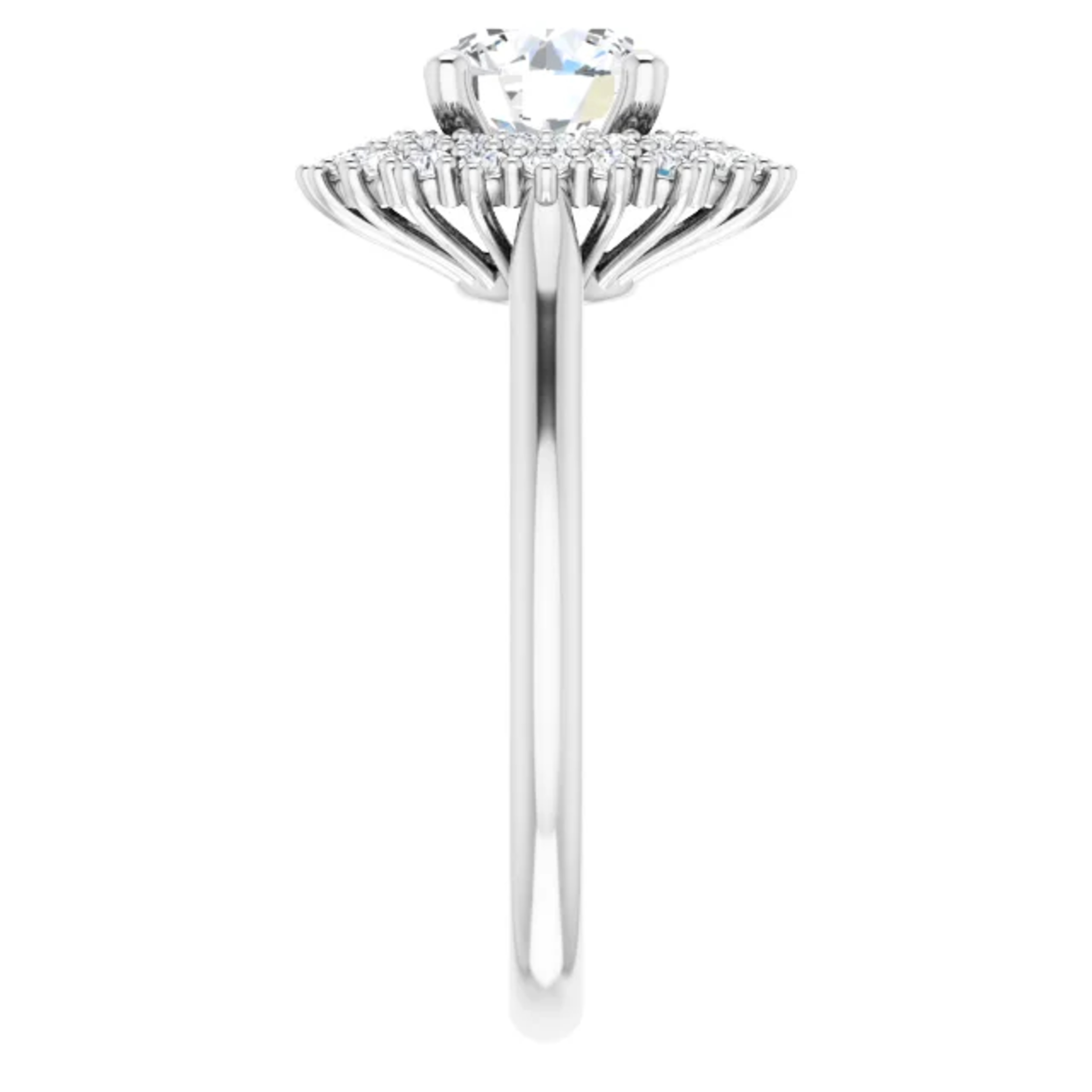 double halo engagement ring with polished band