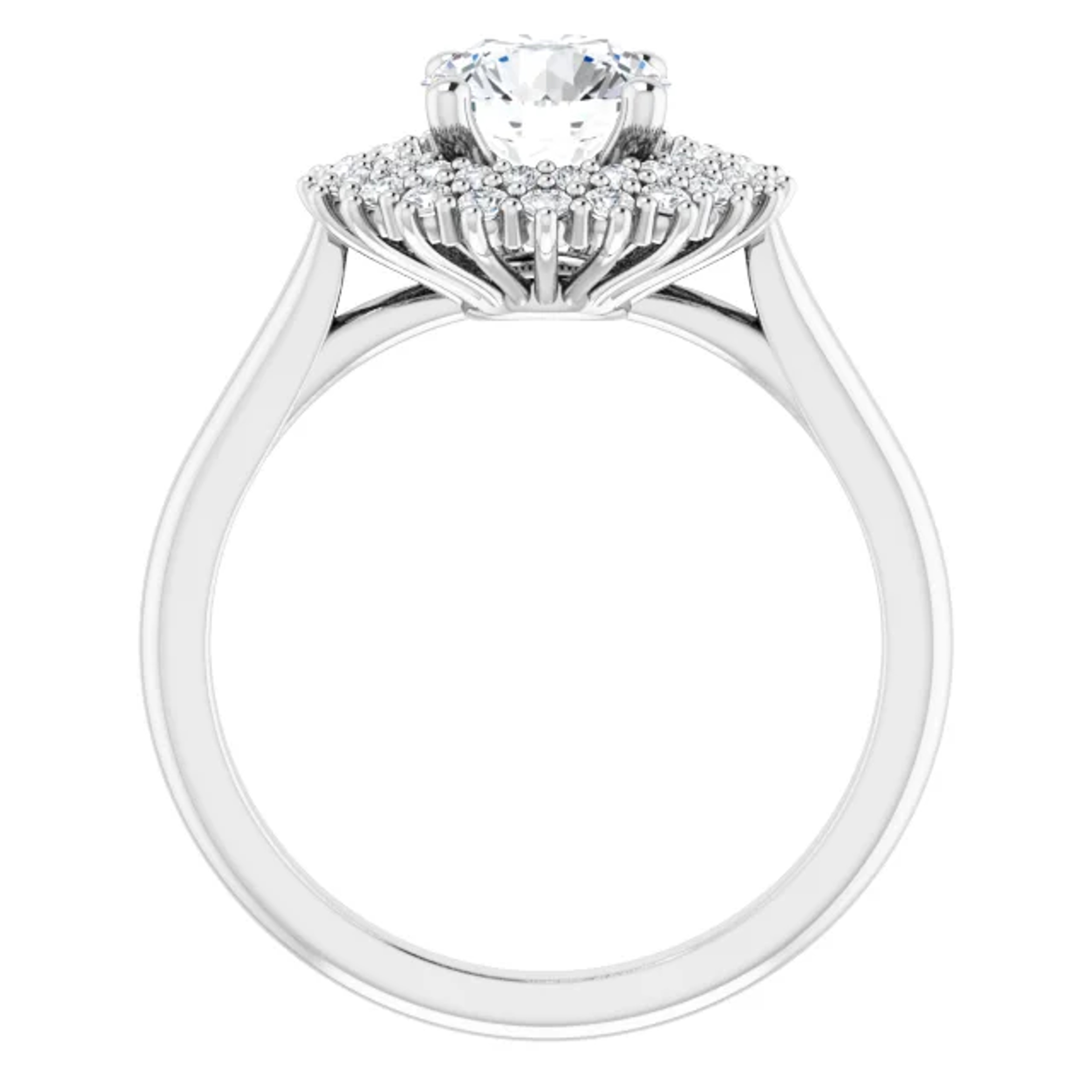 double halo engagement ring with polished band
