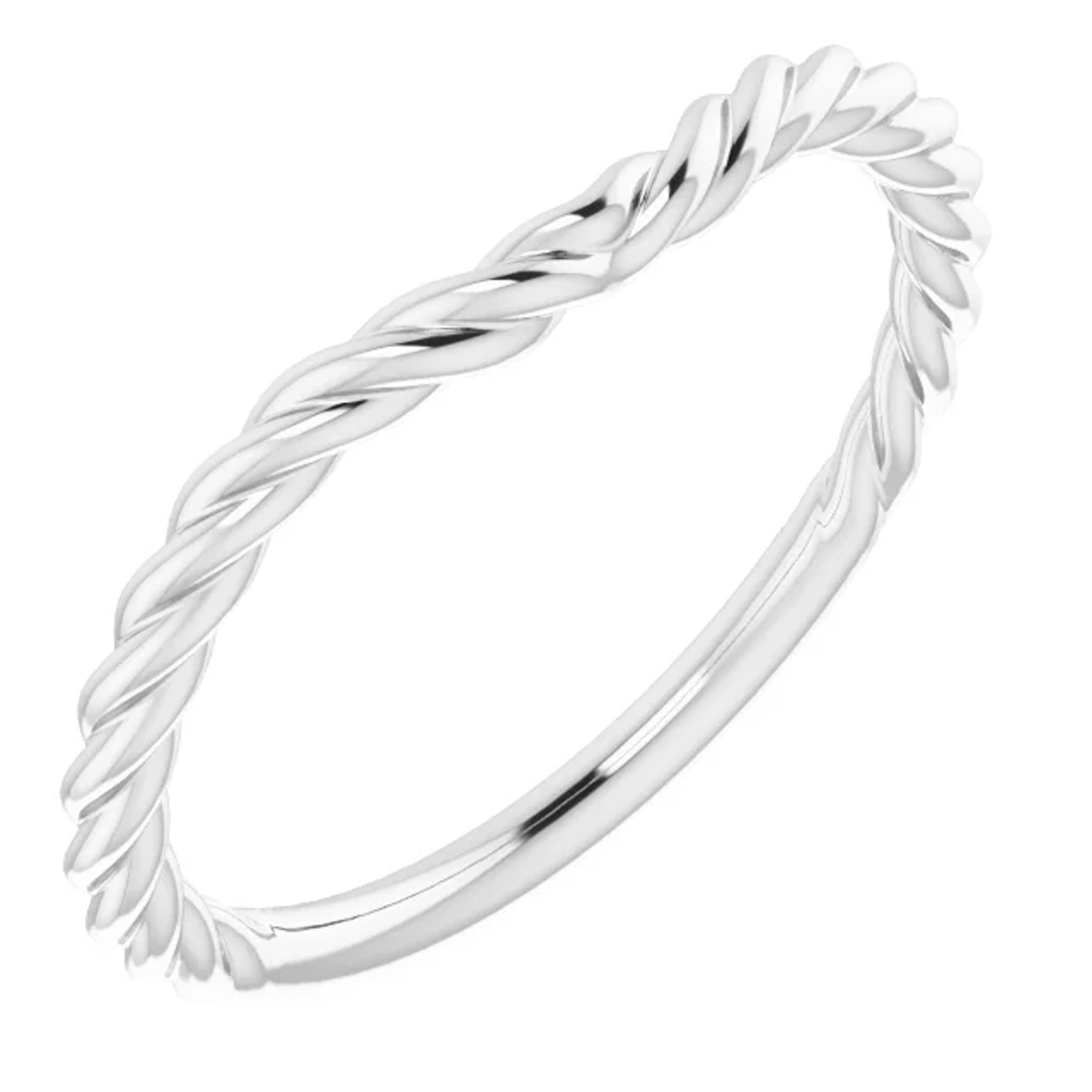 curved wedding ring with rope pattern