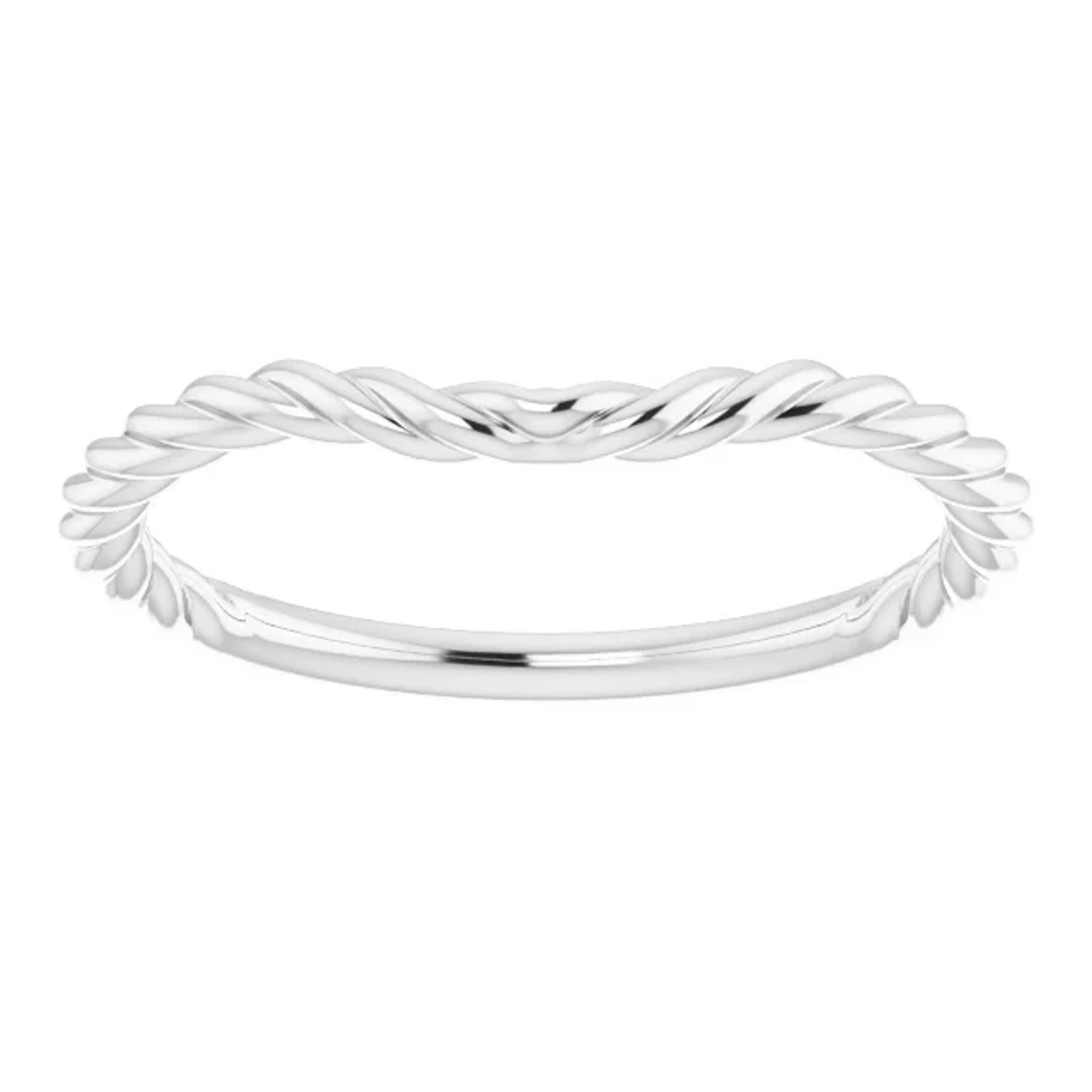 curved wedding ring with rope pattern