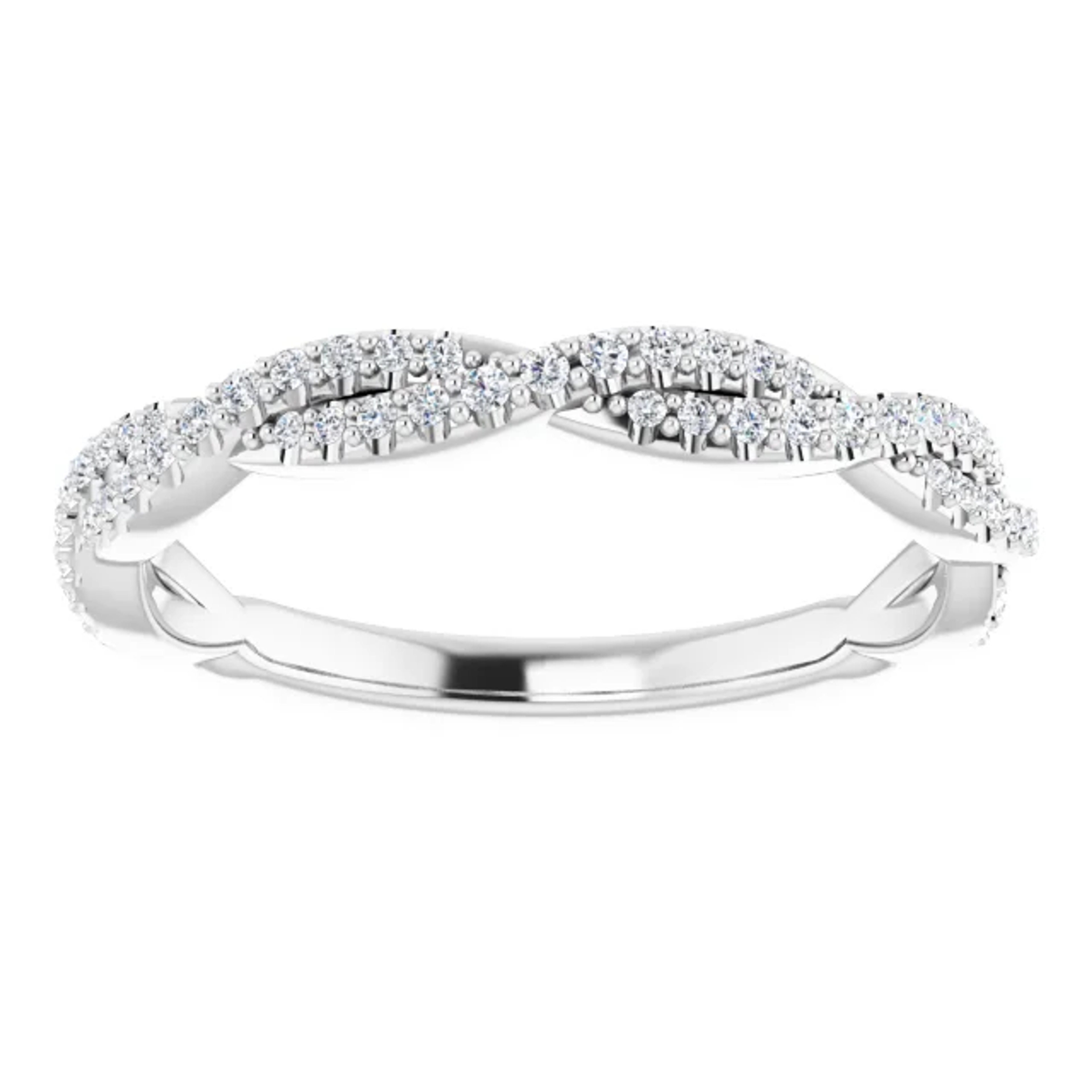 diamond criss cross wedding band with infinity-inspired design