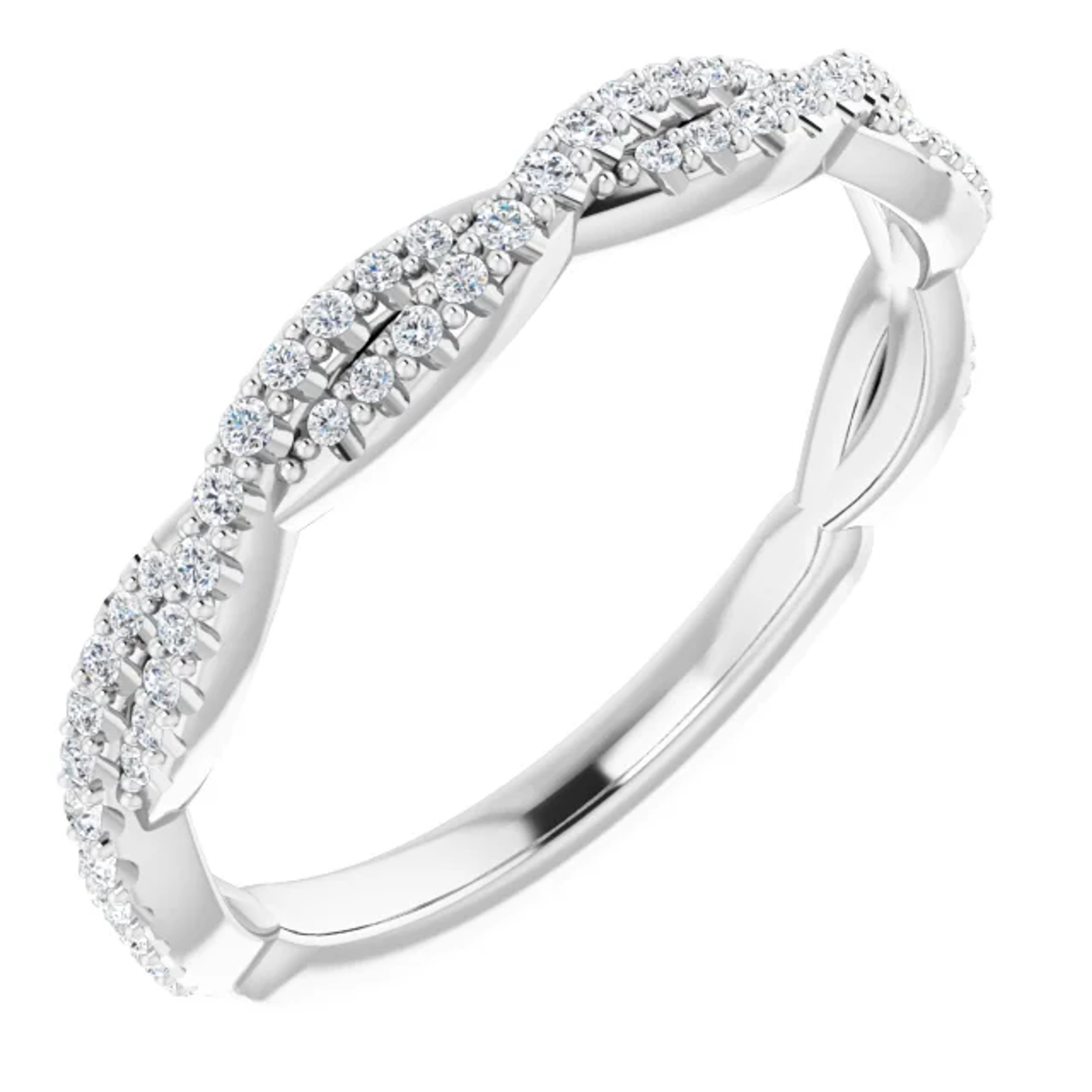 diamond criss cross wedding band with infinity-inspired design