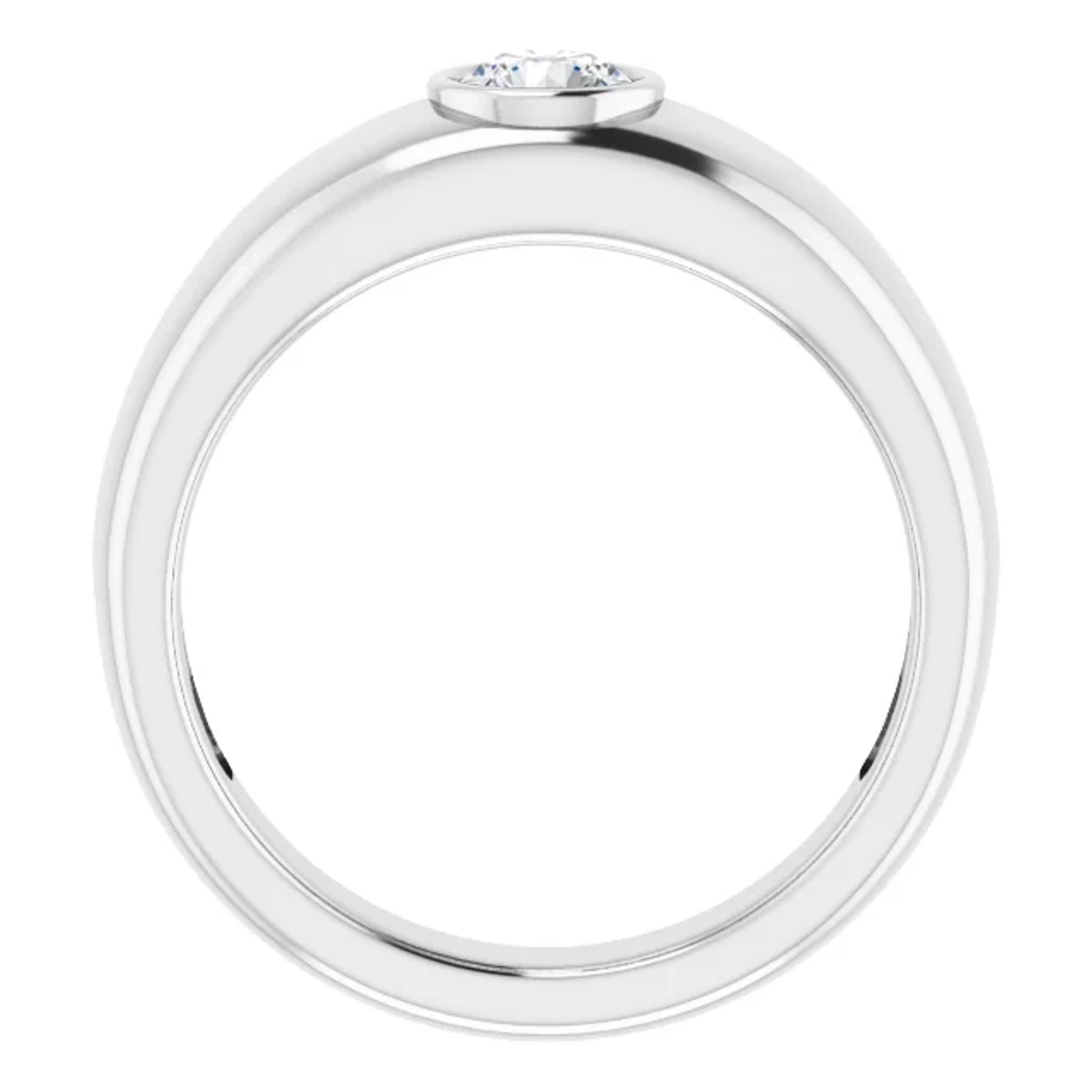 14K gold bezel set round lab grown diamond wedding ring