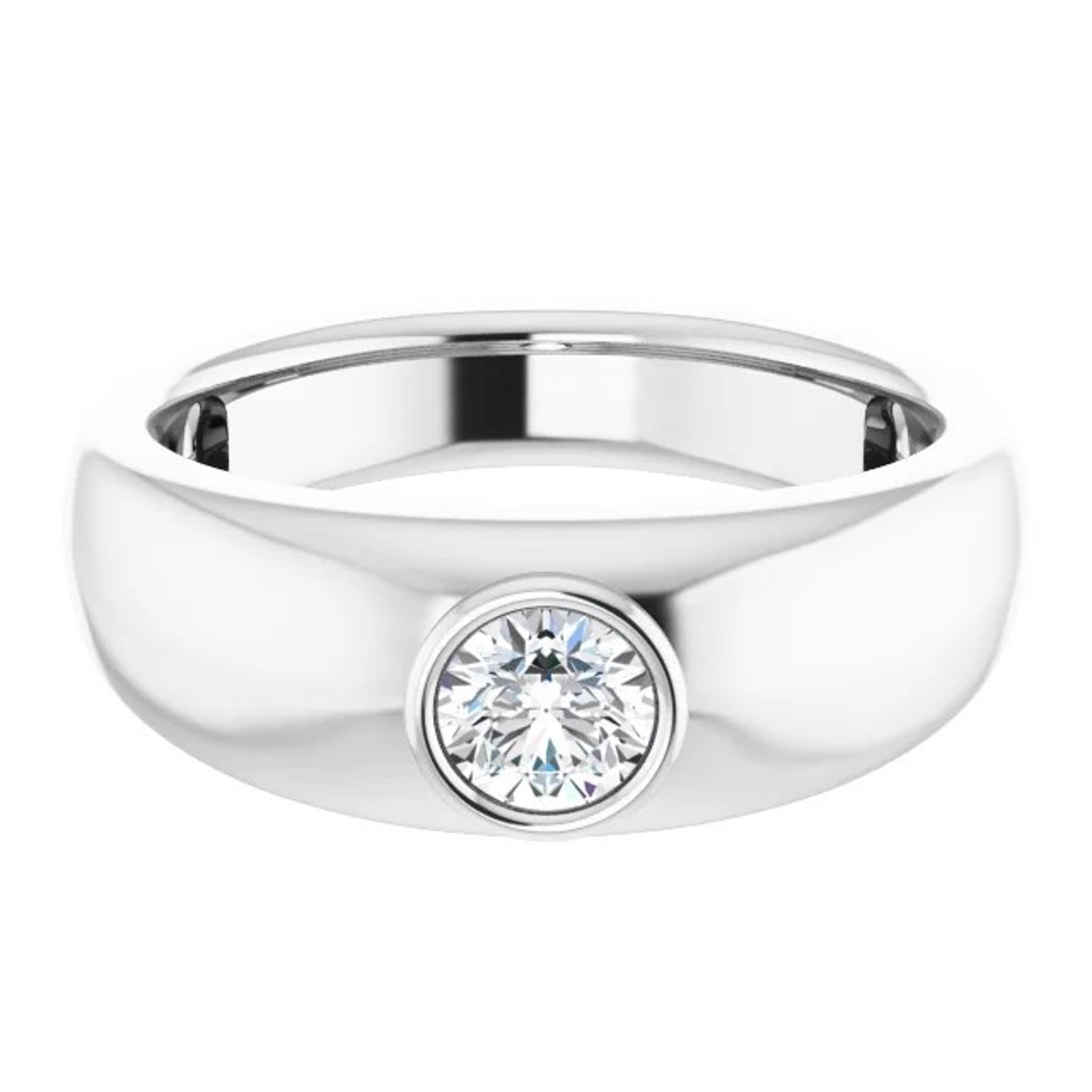 14K gold bezel set round lab grown diamond wedding ring