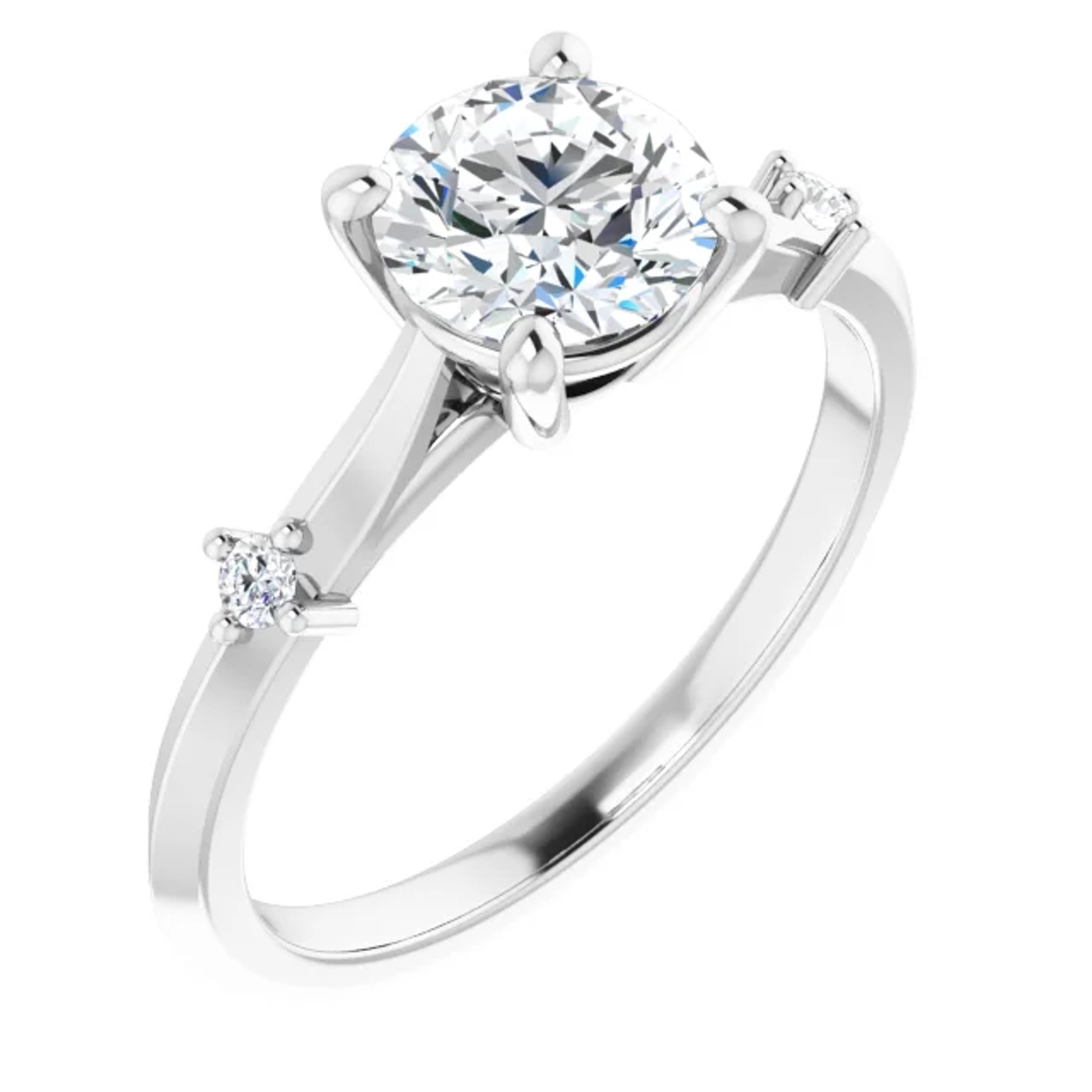 solitaire engagement ring with petite accent stones