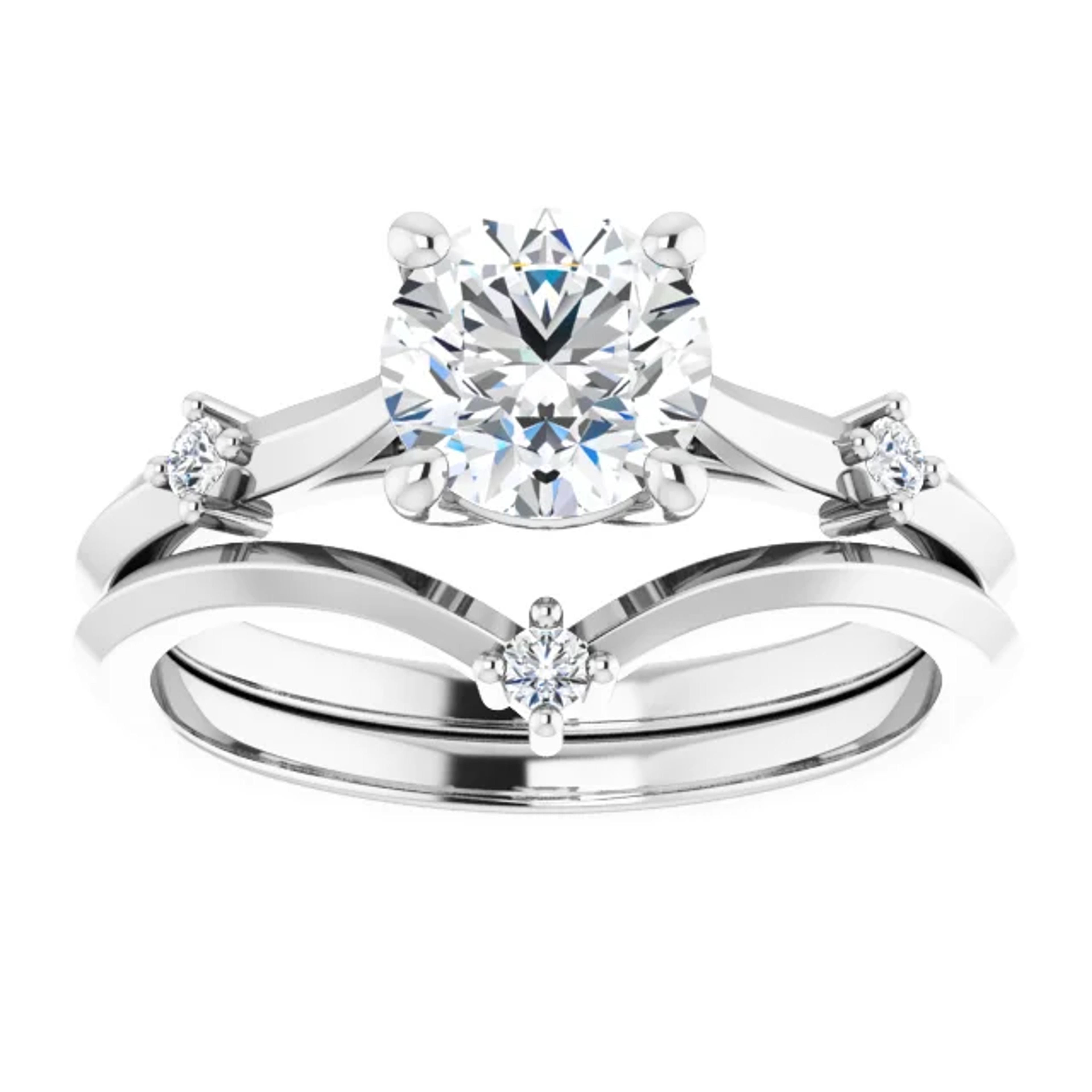 curved wedding ring with solitaire diamond