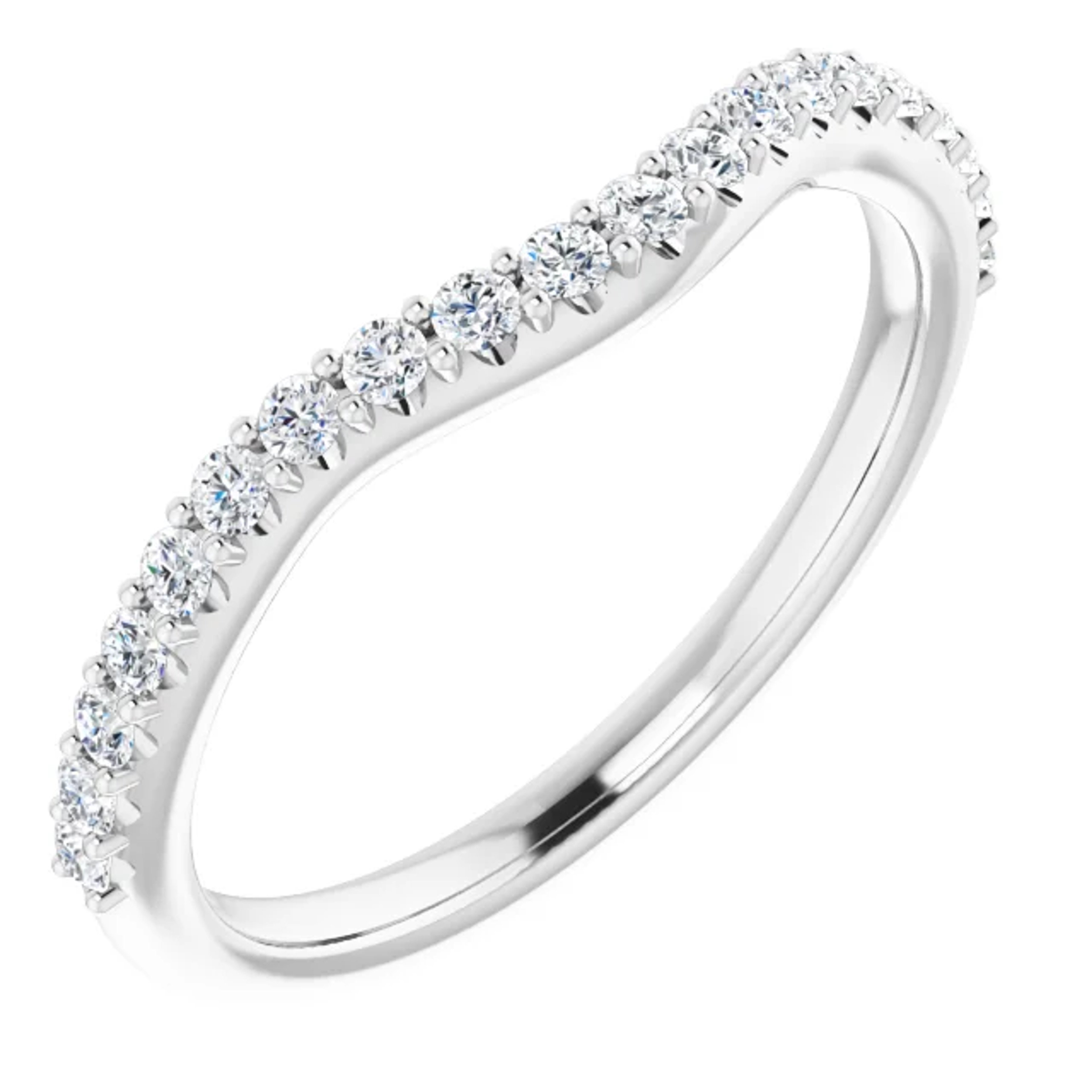 curved pave diamond wedding ring