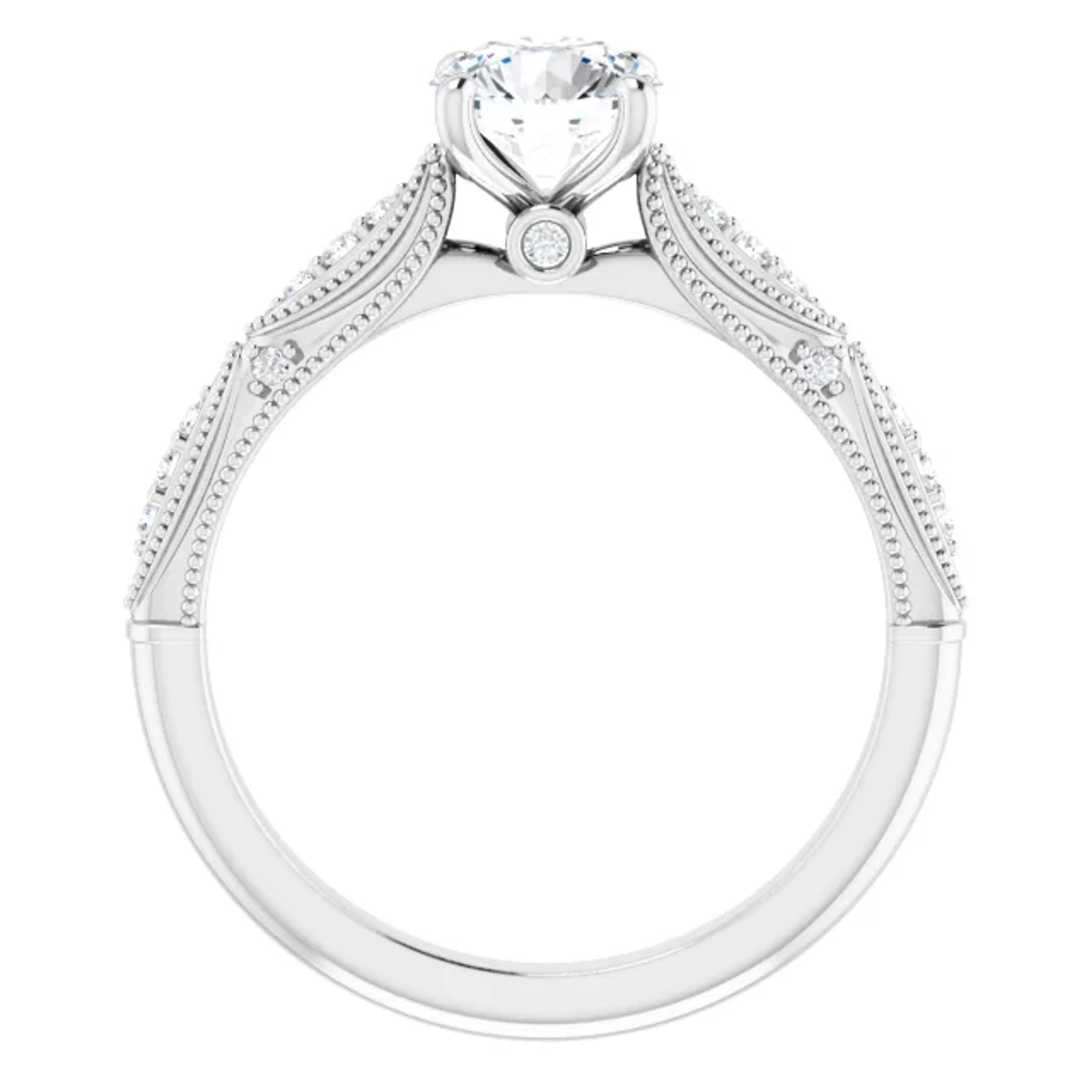 vintage-inspired engagement ring with milgrain detailing and diamond accents