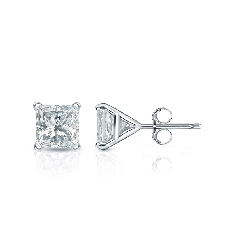 princess natural diamond stud earrings