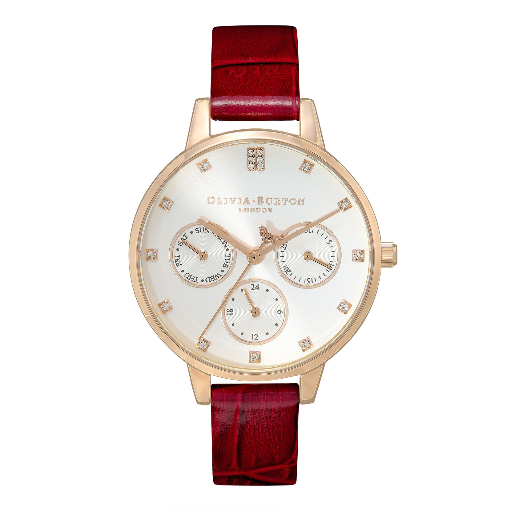 Olivia Burton 34MM Multifunction Burgundy Leather Women's Watch