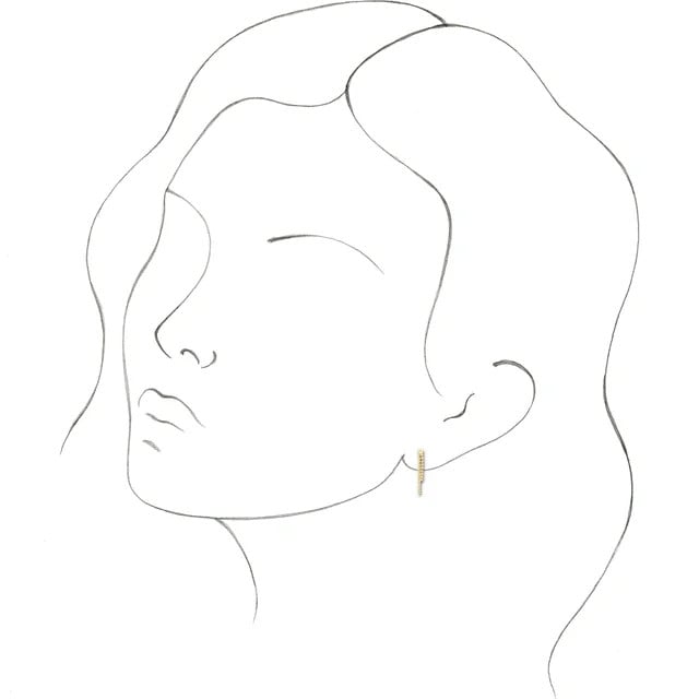 14K yellow gold beaded chain double hoop earrings