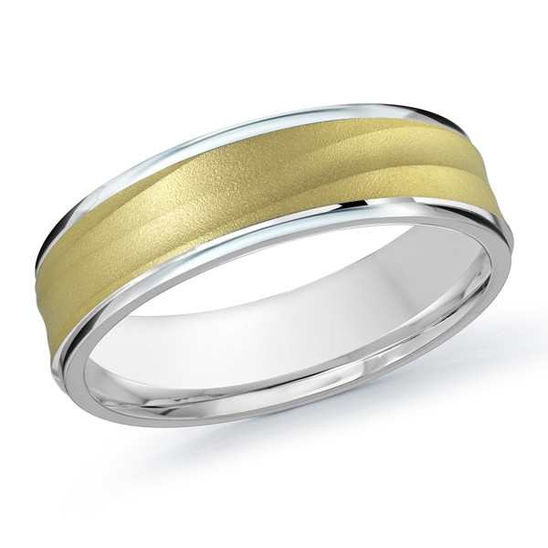 Axel 14K Two-Tone Gold Sandblast Wave Wedding Ring | Gage Diamonds