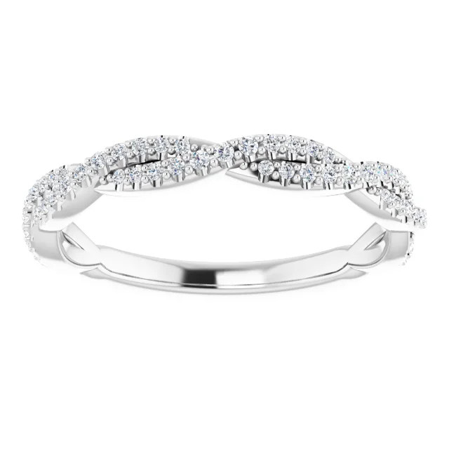 diamond criss cross wedding band with infinity-inspired design
