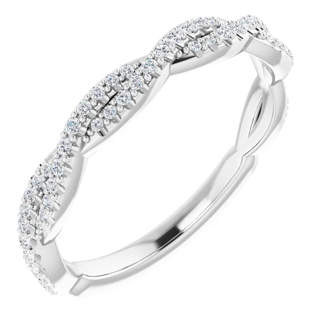 diamond criss cross wedding band with infinity-inspired design